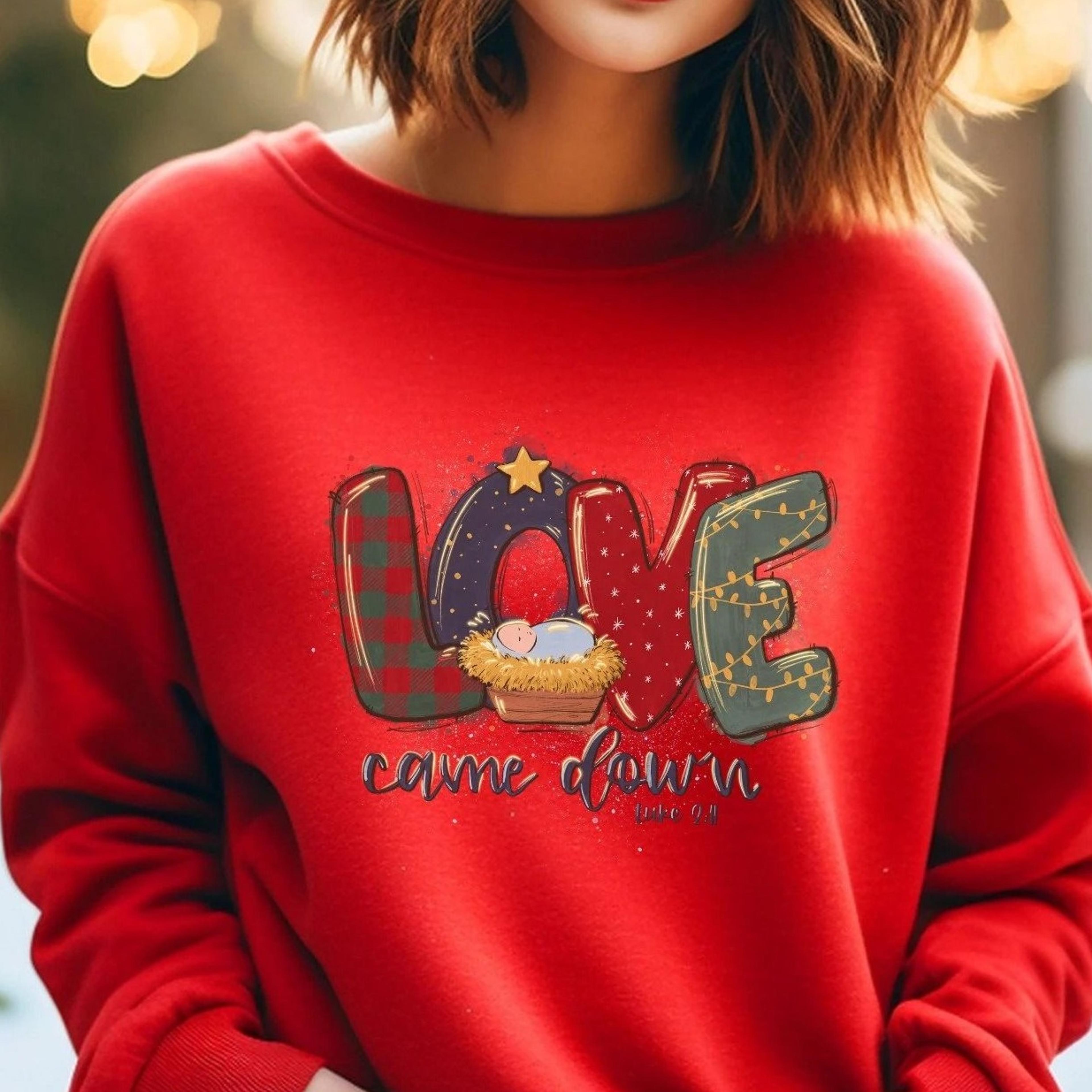 religious christmas sweatshirt, christian faith gift, nativity luke 2:14 tee, christian women sweater, jesus lover