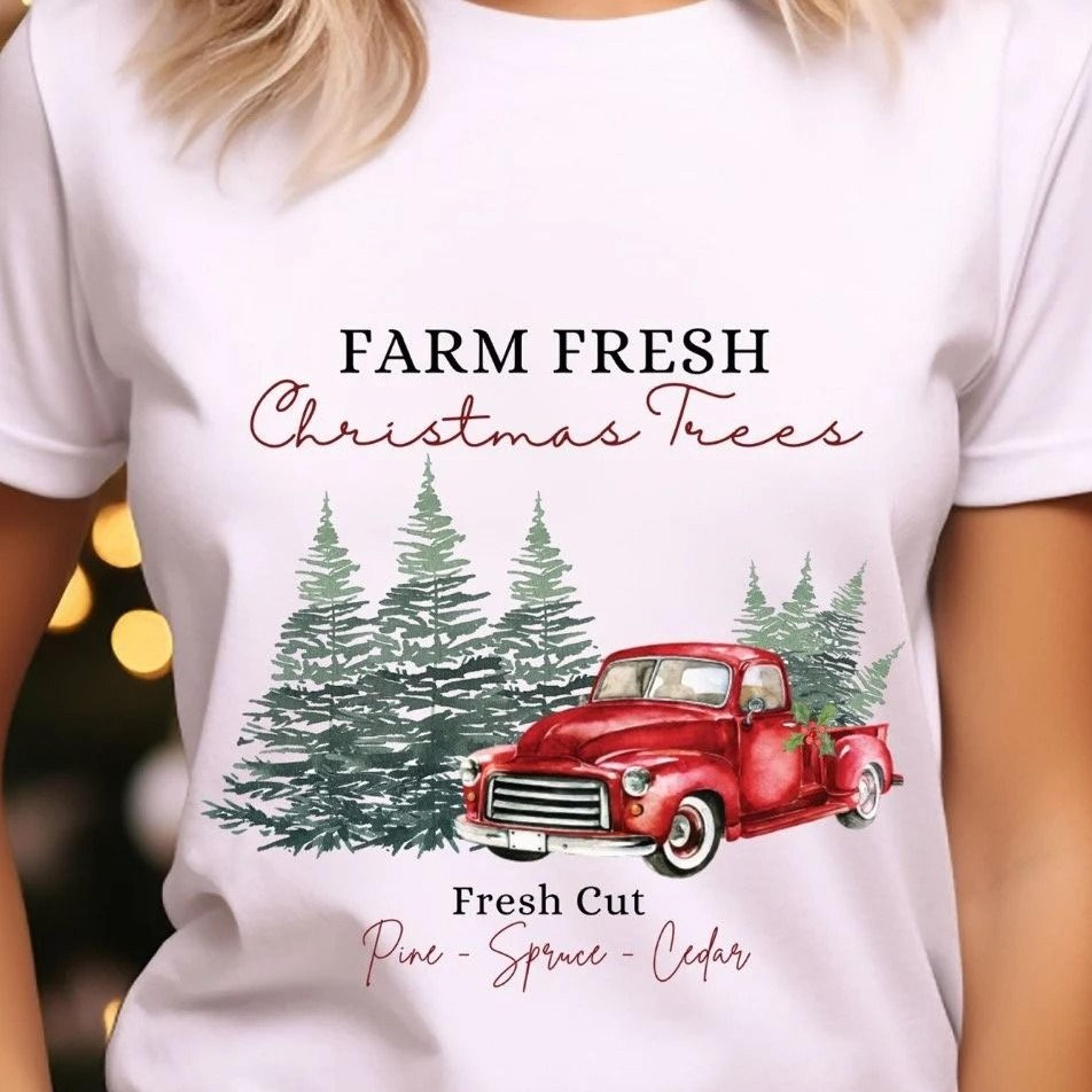 farm fresh christmas trees sweatshirt, vintage holiday tee, cozy winter crewneck, old fashioned christmas gift