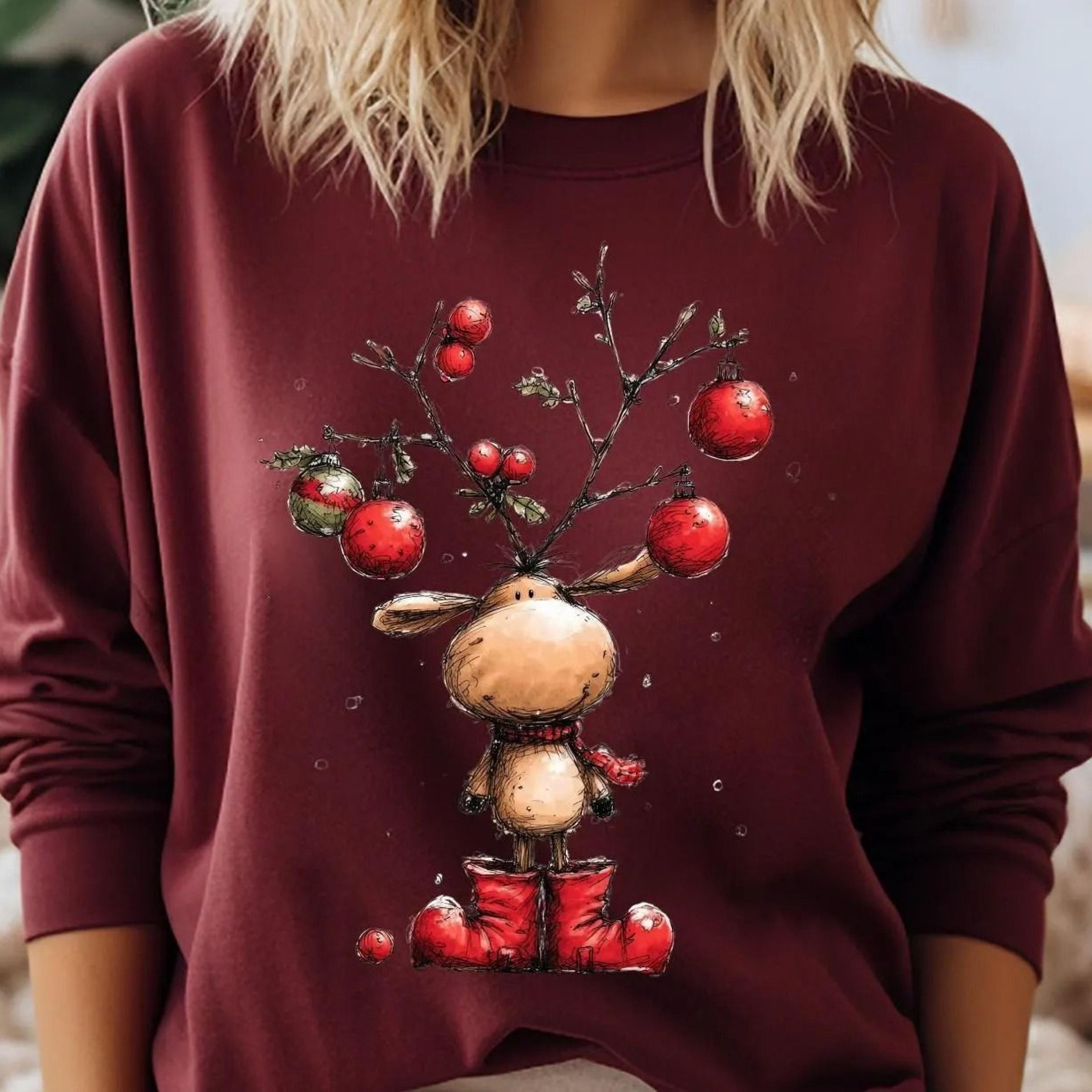 vintage reindeer sweatshirt, cute christmas t-shirt, retro reindeer sweater, merry christmas , christmas reindeer