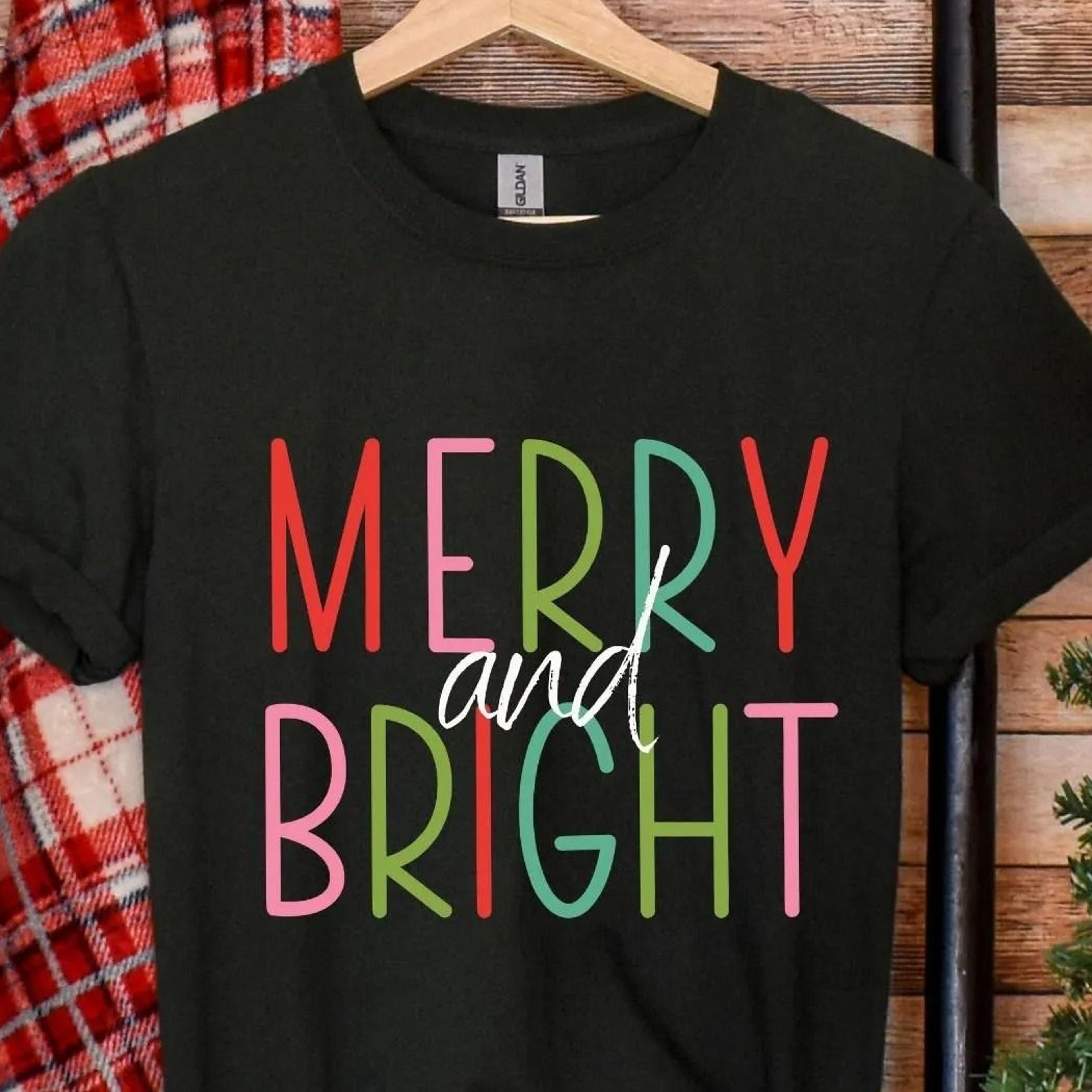 merry and bright sweatshirt, christmas t-shirt, family christmas sweaters, christmas shirts for women, merry christmas