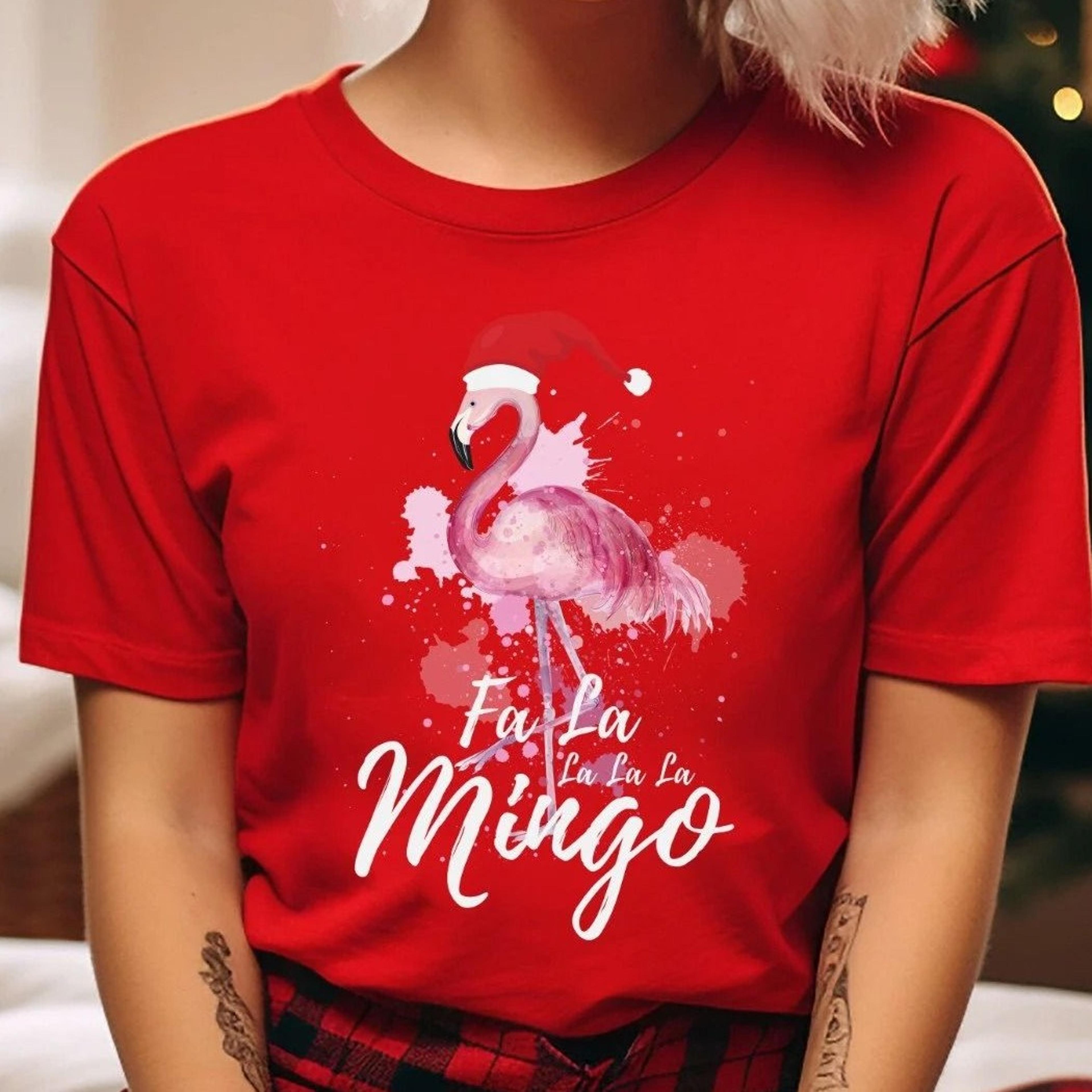 cute flamingo christmas sweater, fa la la la flamingo sweatshirt, pink christmas , flamingo tee shirt, christmas