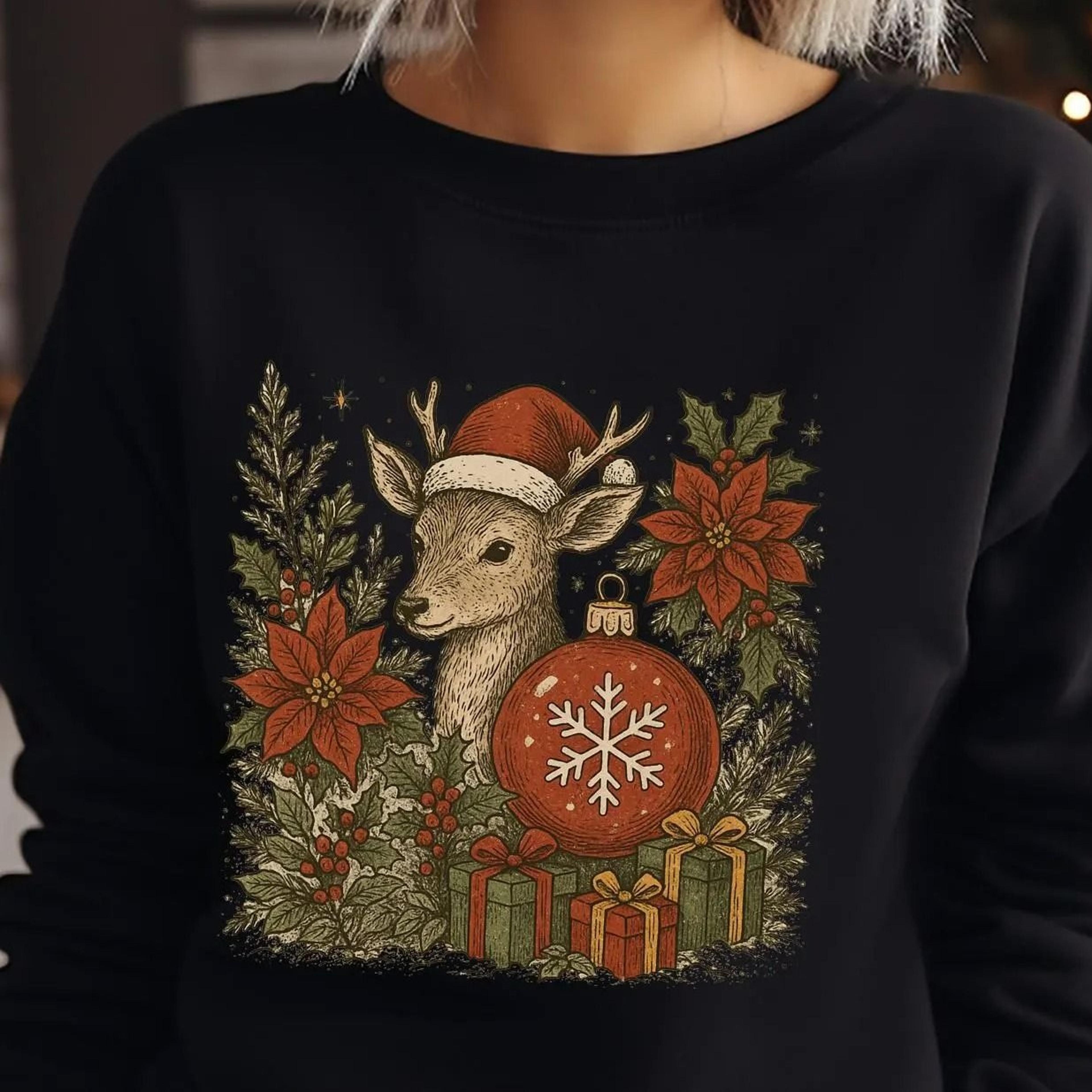 vintage reindeer christmas sweatshirt, retro christmas sweater, festive holiday shirt
