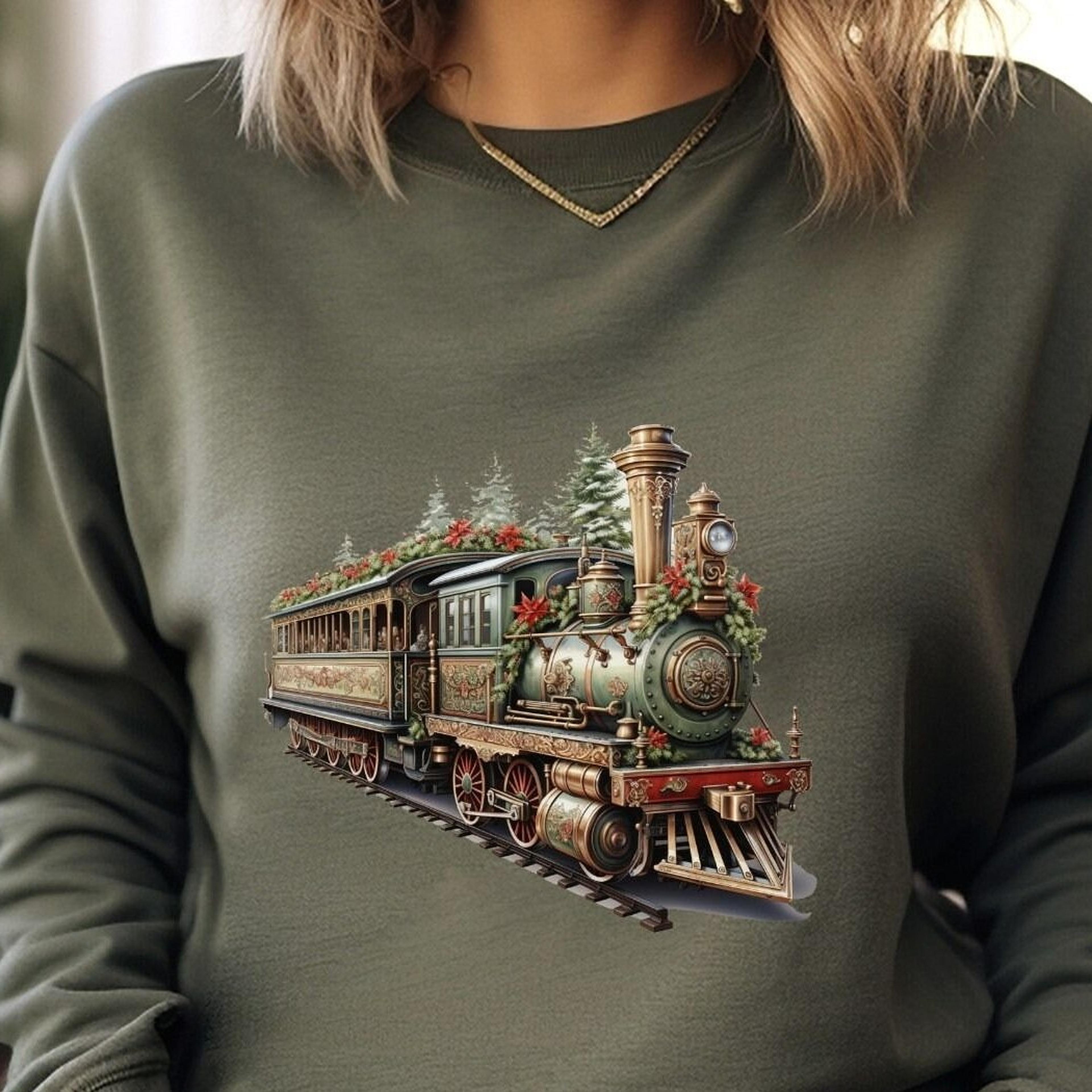 vintage christmas sweater, holiday t-shirt, xmas sweatshirt, christmas train cute xmas