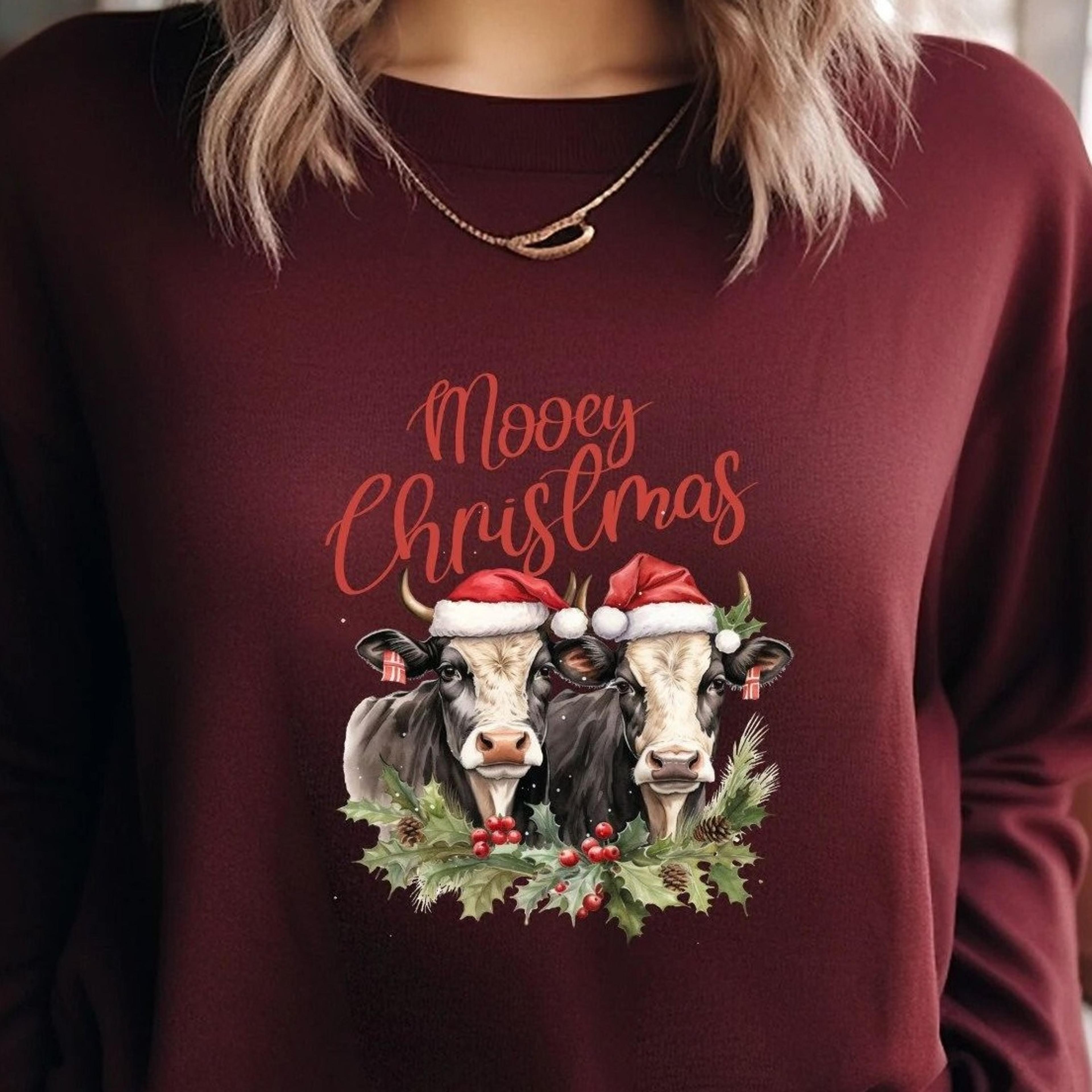 christmas cow sweatshirt, funny christmas shirt, cow lover gift, holiday sweater, farm christmas t-shirt