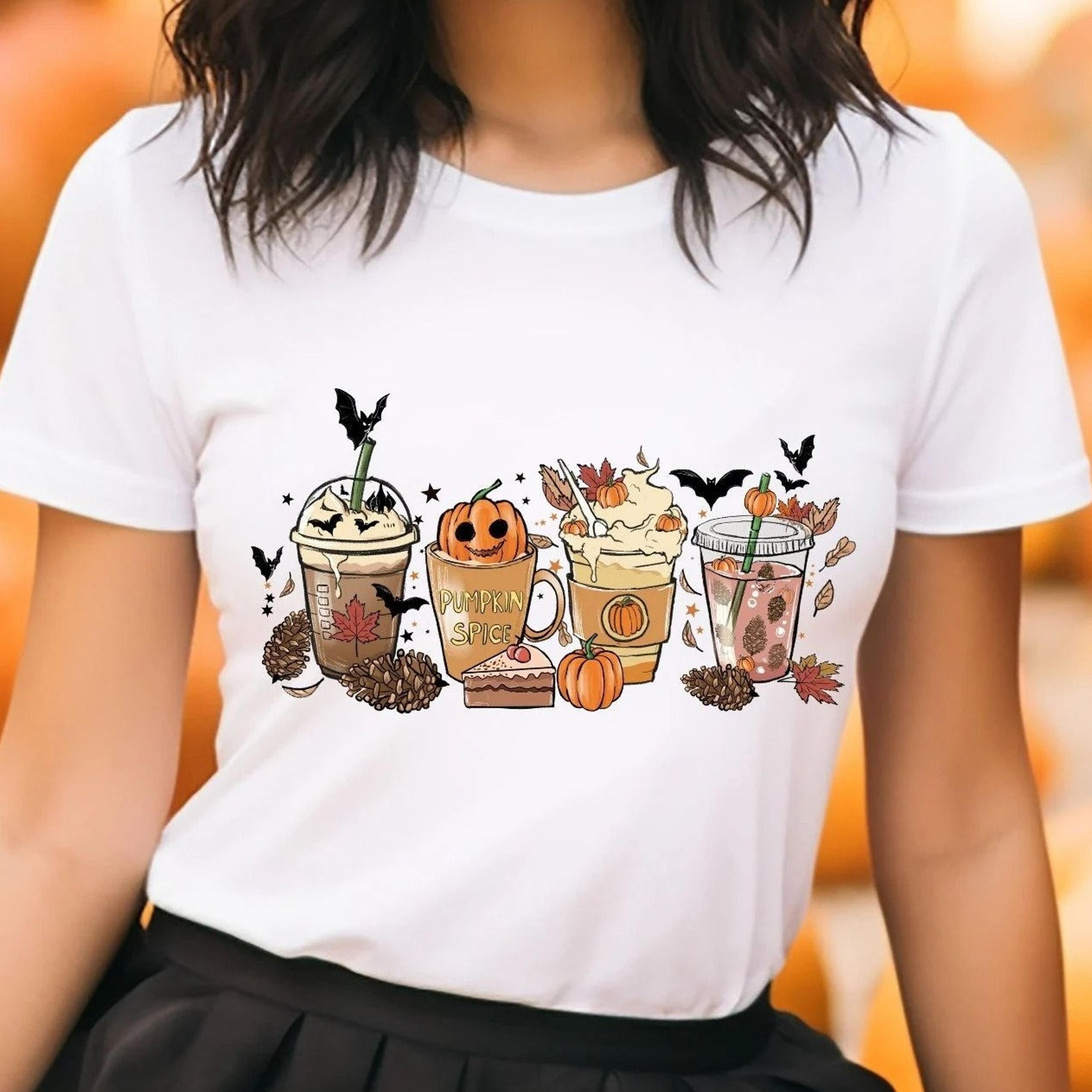 fall coffee shirt, cute halloween pumpkin t-shirt, thanksgiving sweatshirt