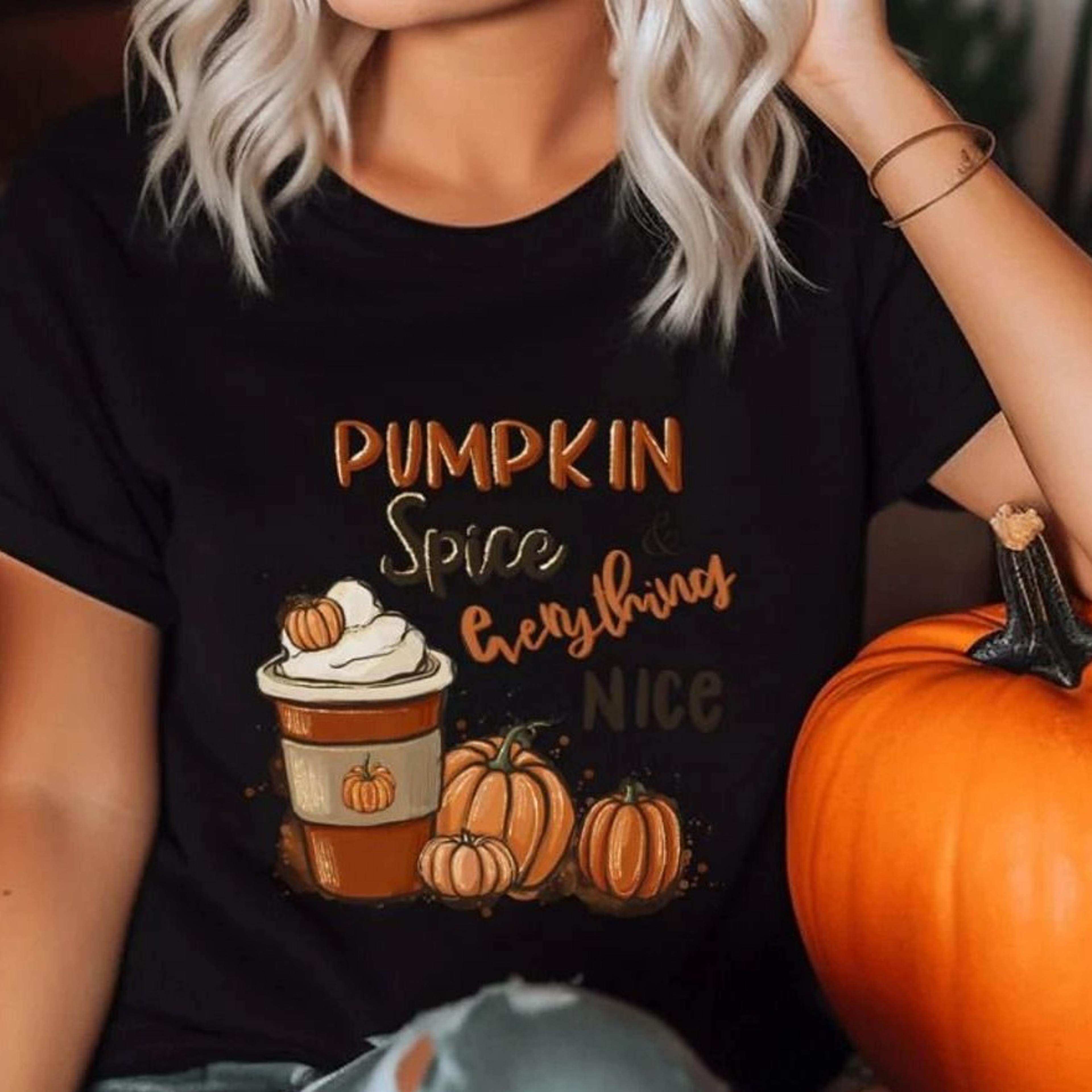 fall t-shirt, pumpkin spice and everything nice sweatshirt, thanksgiving pumpkin , autumn coffee lover tee