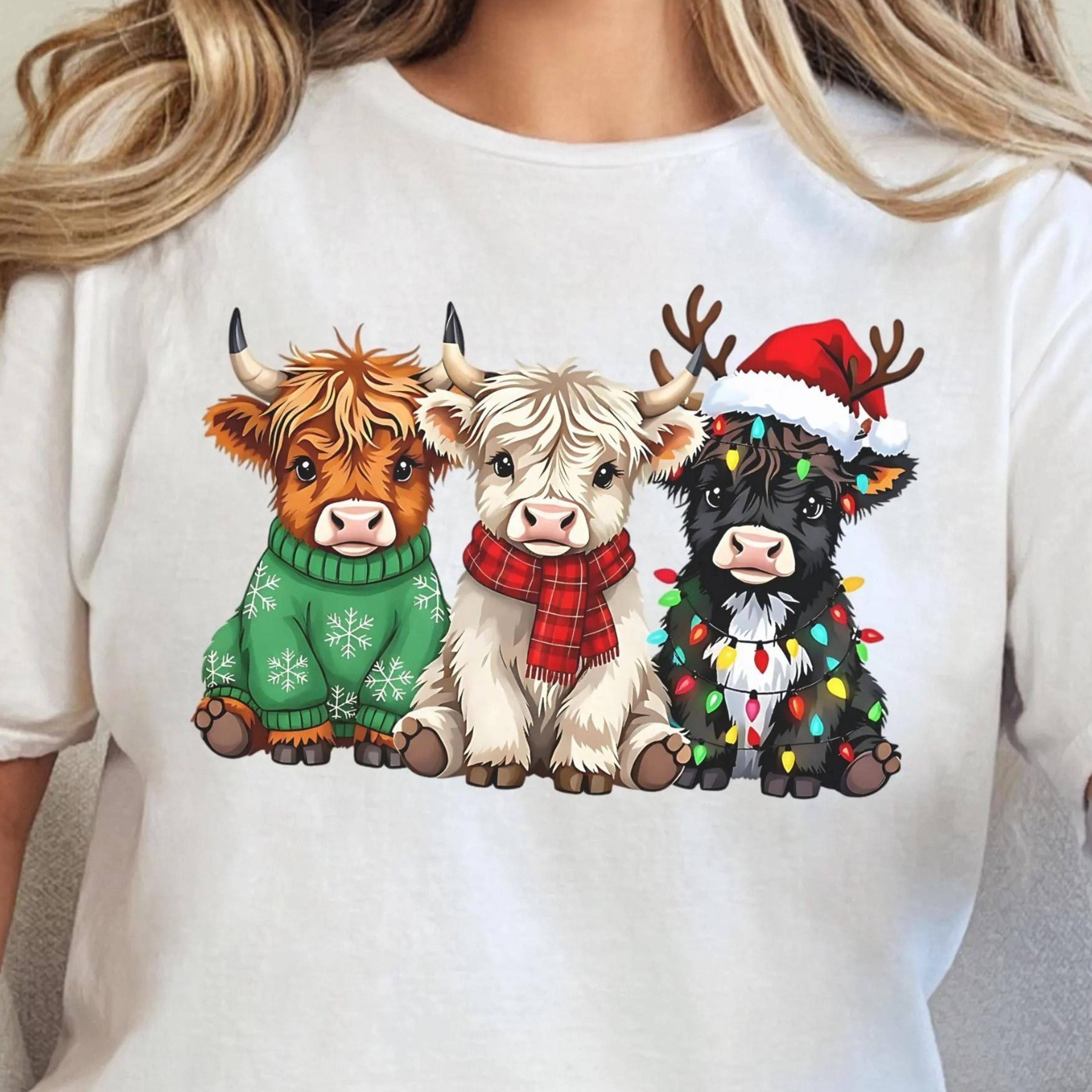 highland cow shirt for christmas, highland cow gifts, highland cow christmas shirt, funny highland cow tee