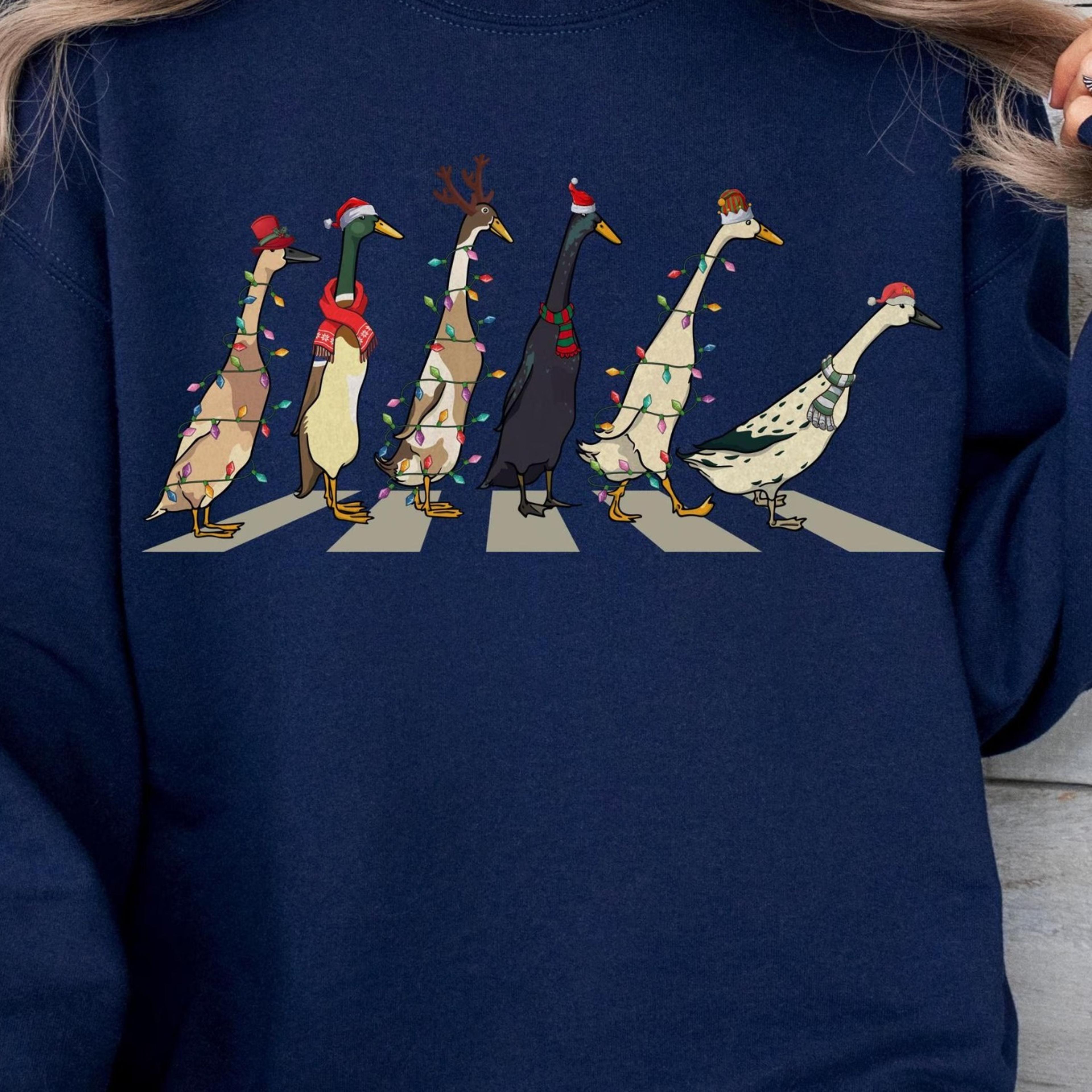 funny christmas duck sweater, funny duck christmas sweatshirt for women, funny animal christmas shirt