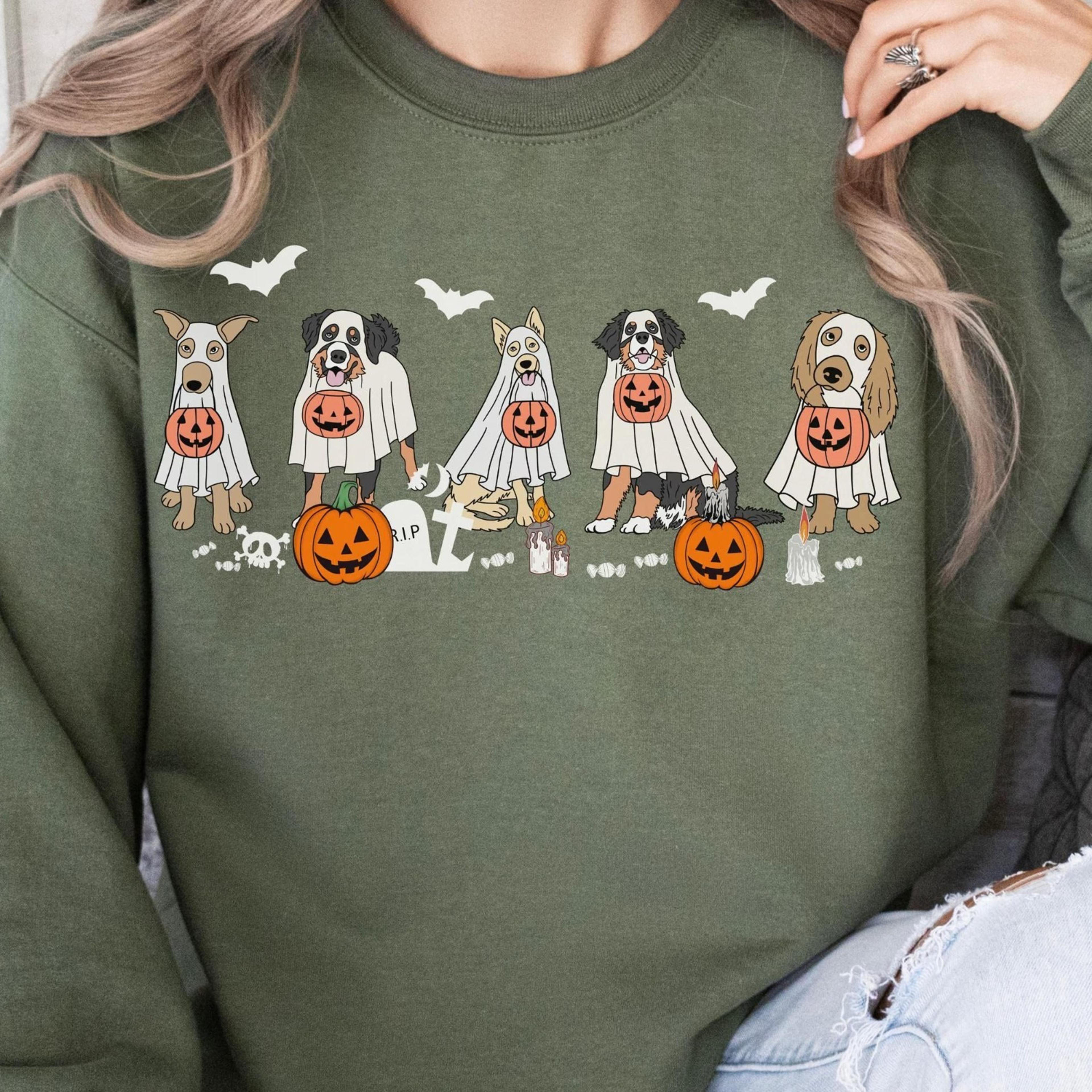 halloween sweatshirt, halloween dog sweatshirt, halloween sweater, 2024 happy halloween, retro spooky season