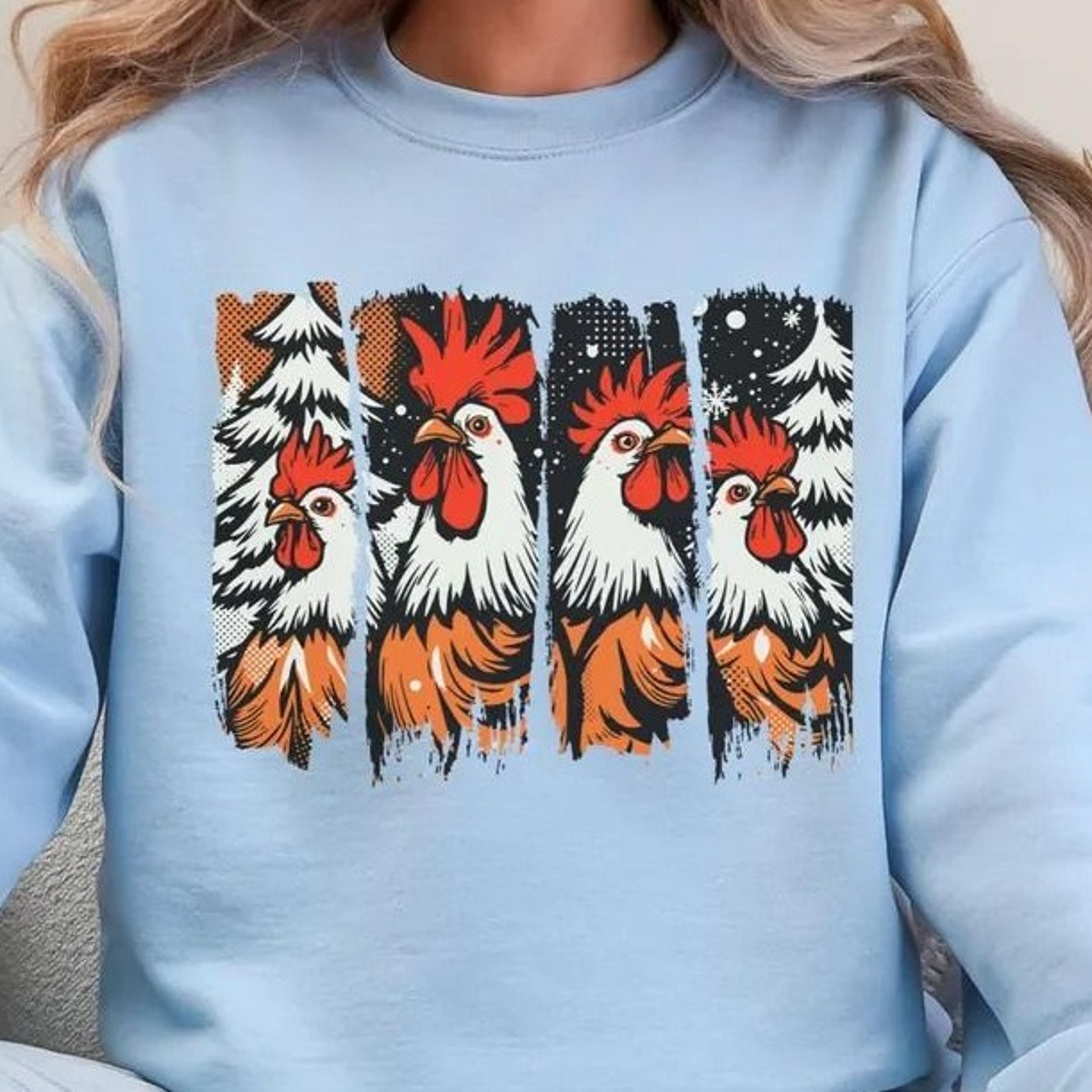 christmas chicken sweatshirt gift for chicken lover, farm animals jumper, farmer holiday gift, chickenlover