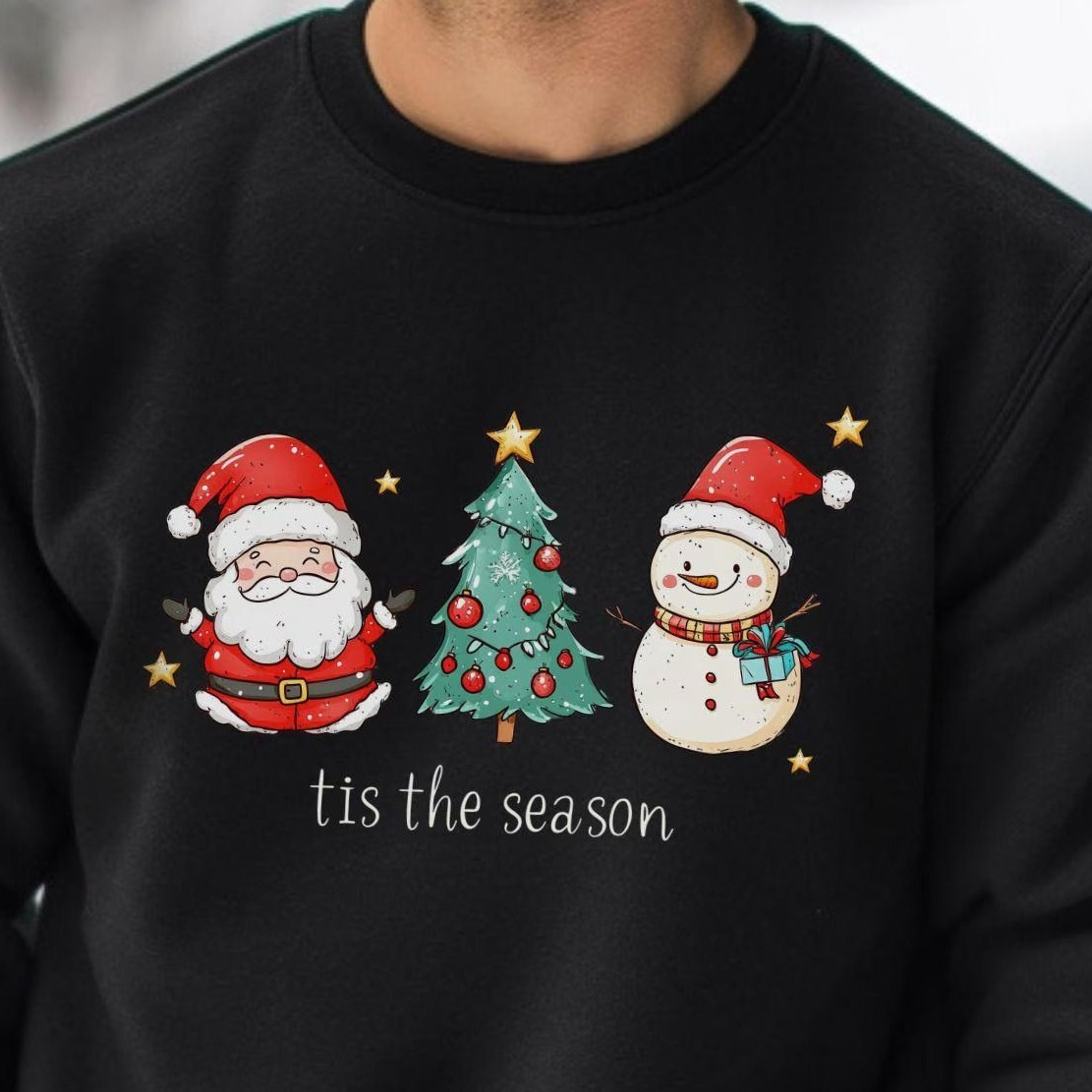 tis the season christmas sweatshirt cute santa snowman sweater festive holiday tree pullover cozy winter shirt