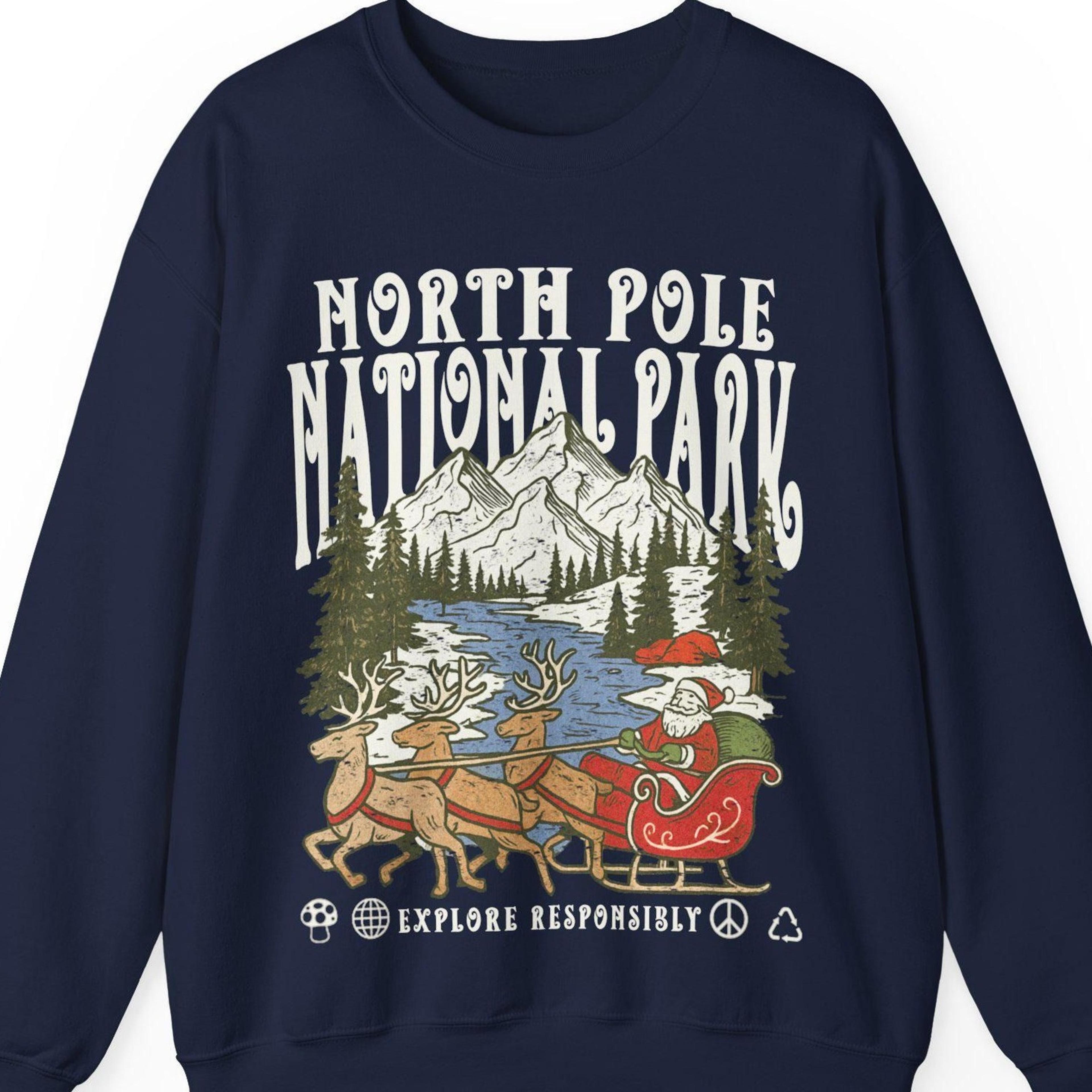 90s santa national parks sweatshirt north pole crewneck respect the local wildlife jumper hiking clothes wanderlust