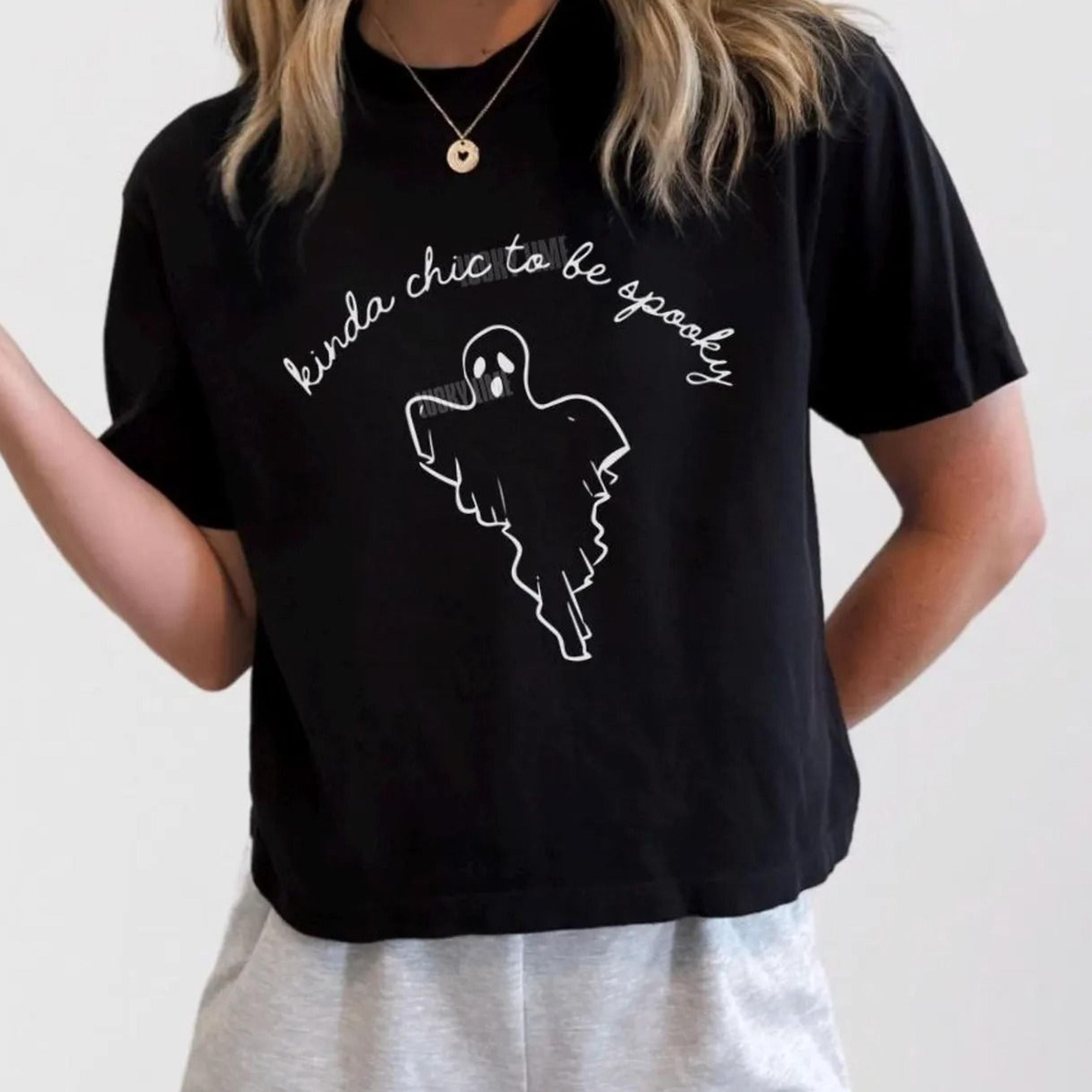 kinda chic to be spooky cropped shirt, ghost halloween shirt, spooky season, halloween crop top, womens fall tee