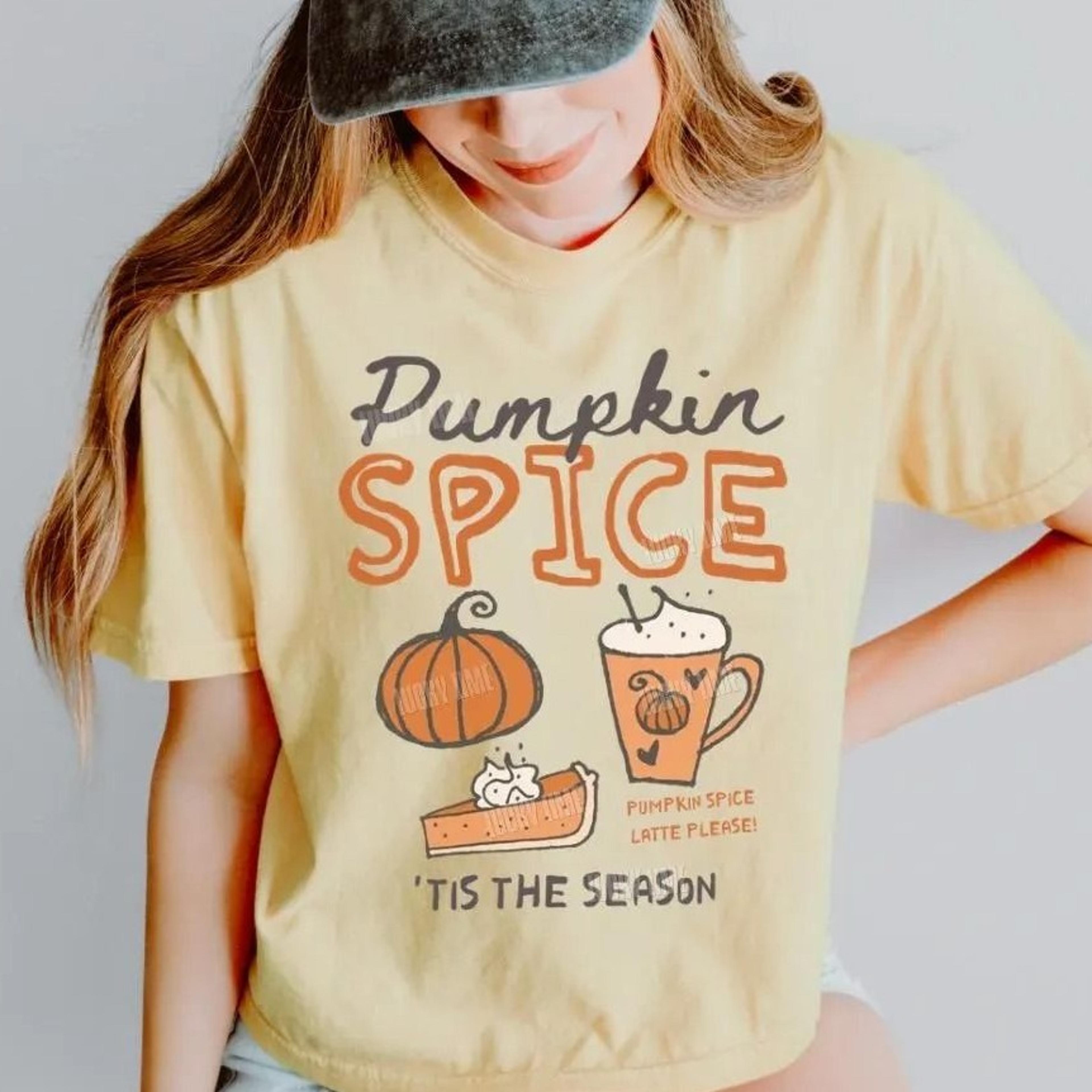 pumpkin spice cropped shirt, tis the season crop top, fall tshirt, fall crewneck, pumpkin spice latte