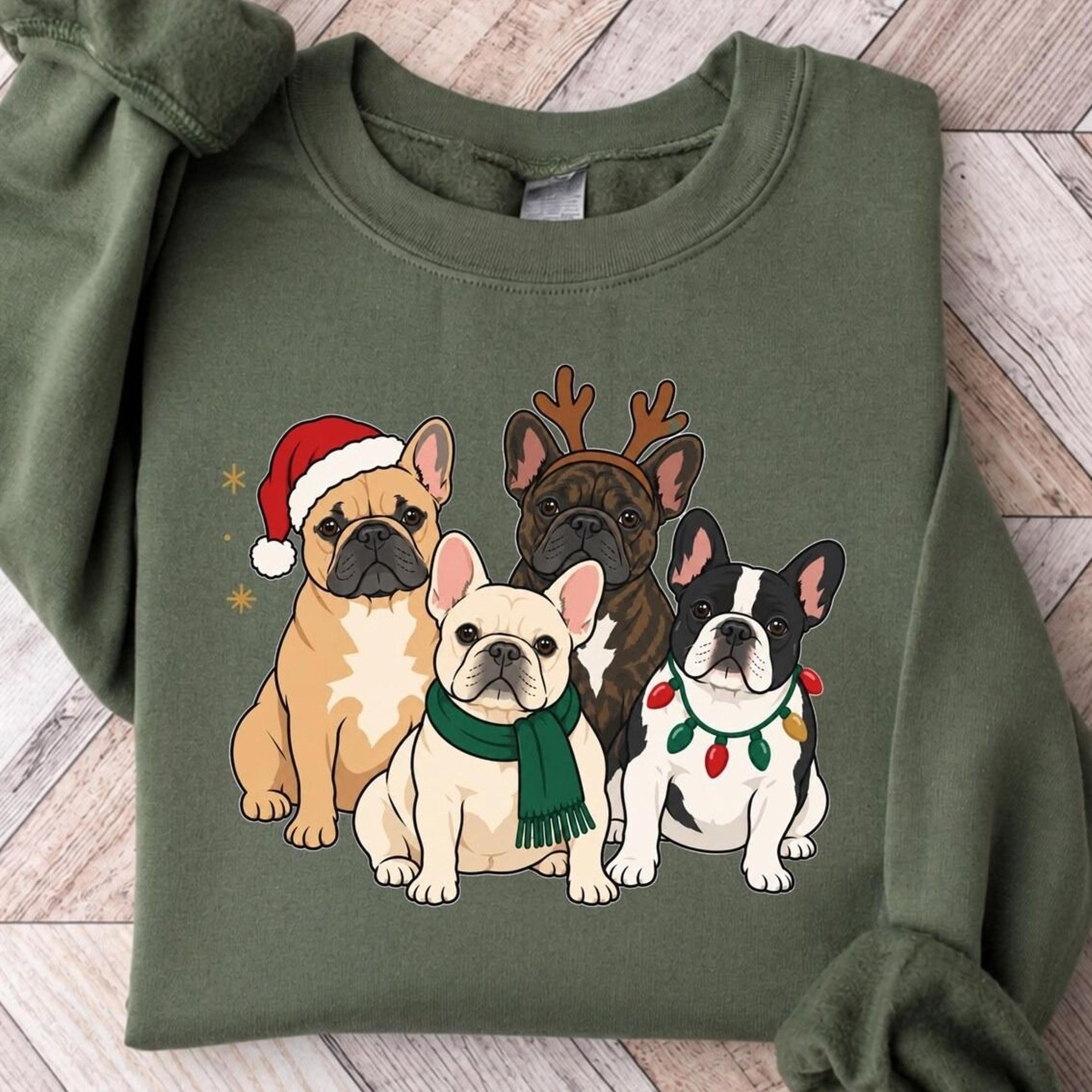 christmas french bulldog sweatshirt, frenchie christmas sweater, dog lover gift, french bulldog crewneck, holiday dog