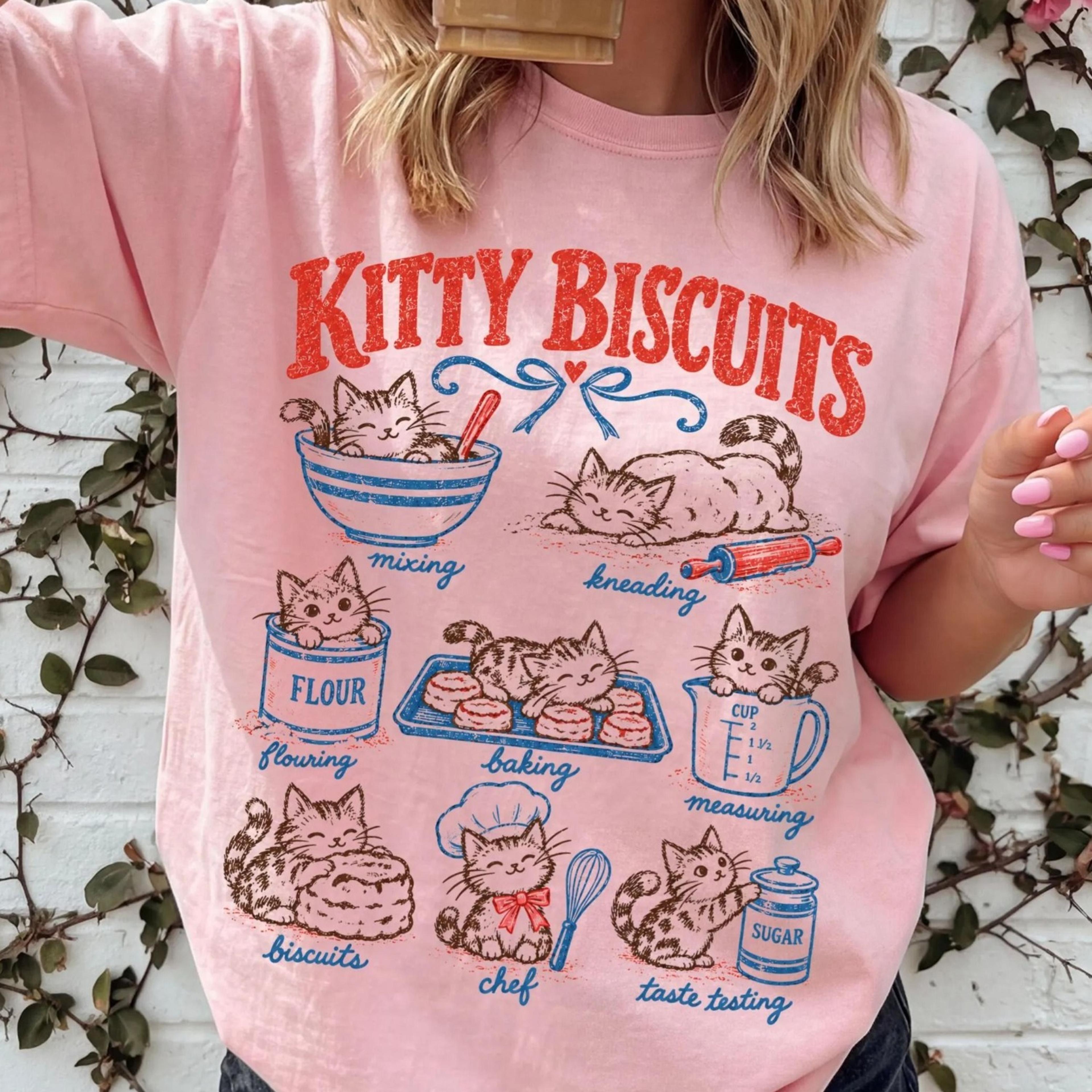 cat shirt funny cat sourdough t-shirt kitty biscuits cat meme tee bread baking for cat lover christmas