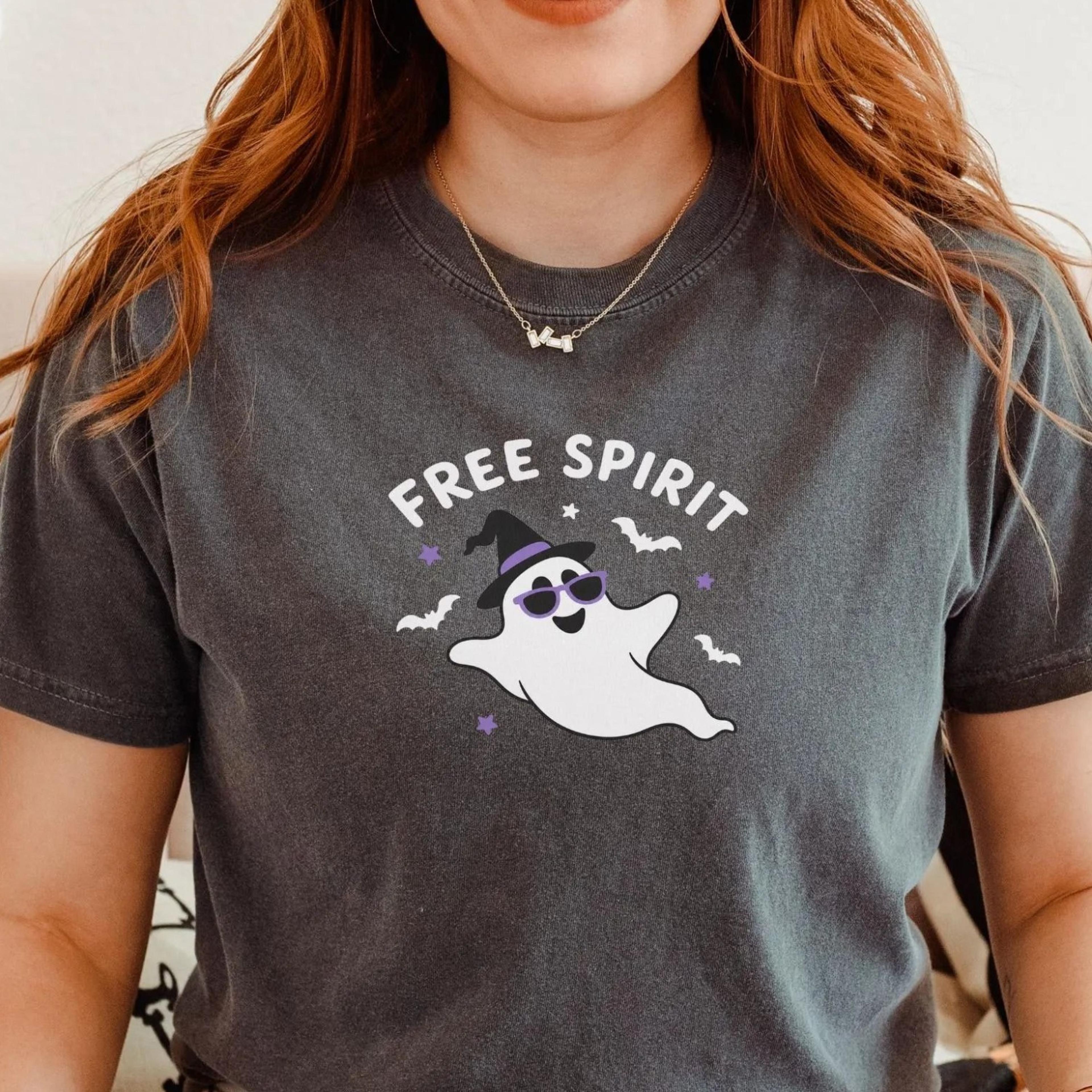 free spirit halloween shirt, funny ghost meme tee, cute summerween tshirt, retro spooky season shirt