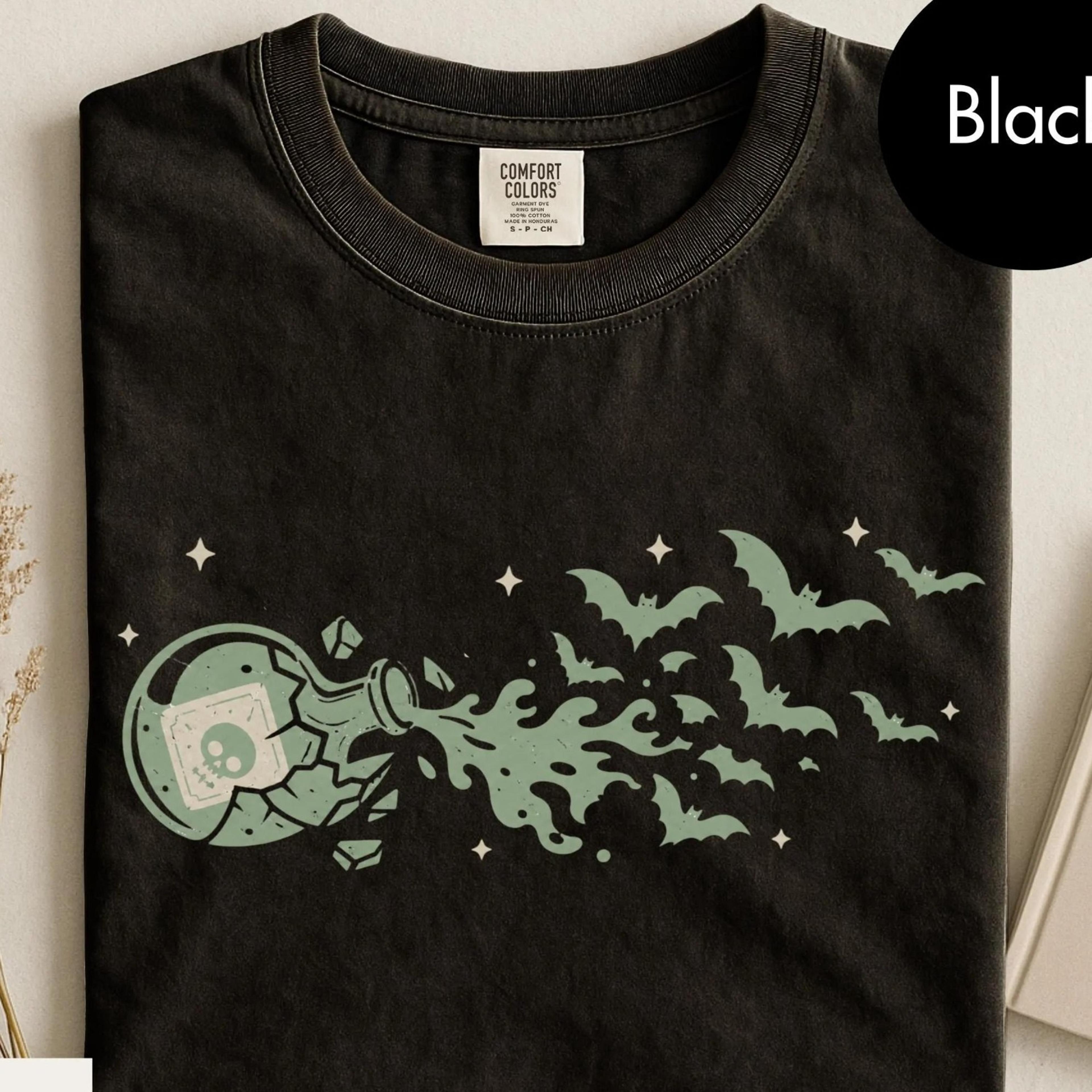 retro bats shirt, spooky season halloween tshirt, vintage fall aesthetic bat tee
