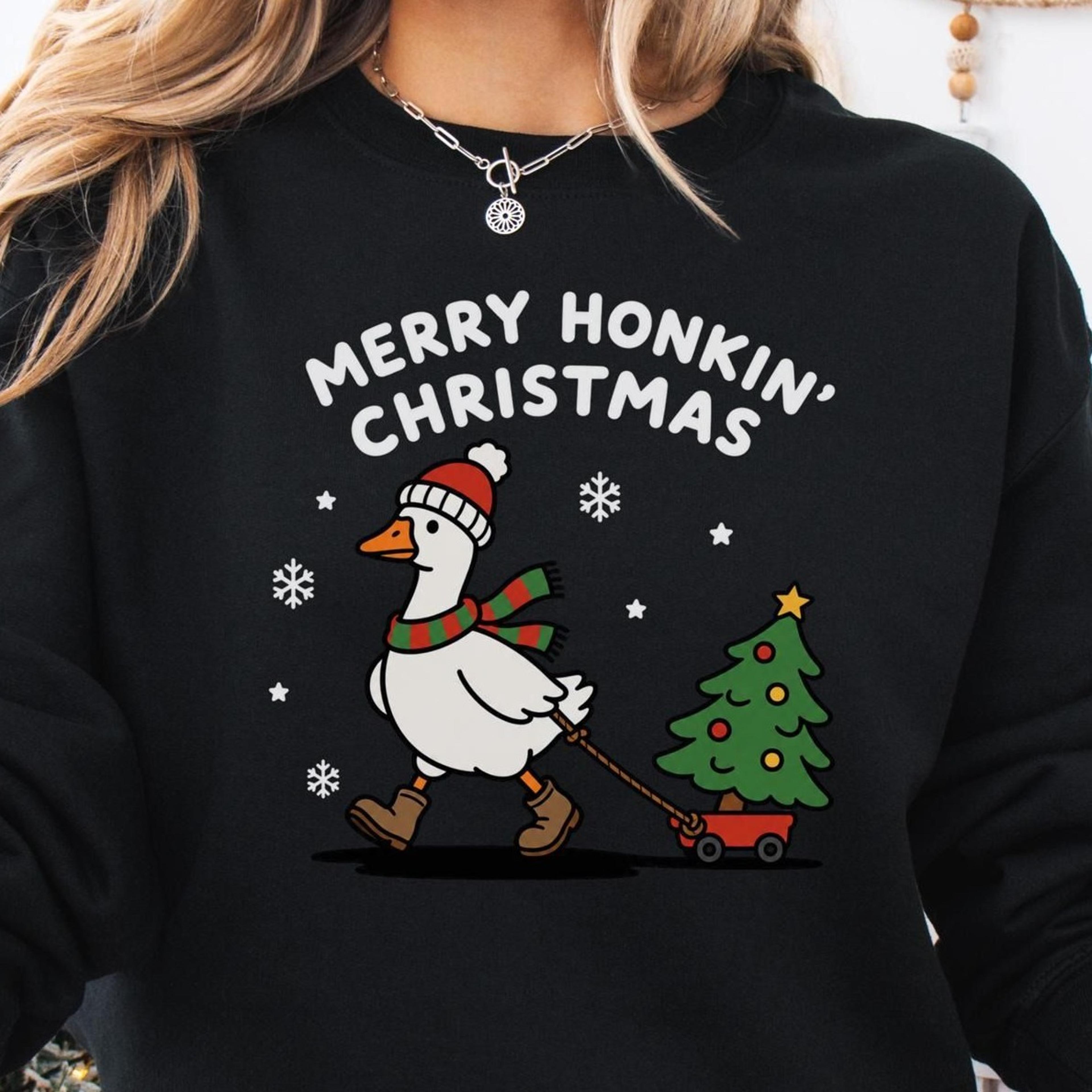 merry honkin christmas goose sweatshirt, funny goose christmas sweater, festive holiday crewneck, sarcastic xmas gift
