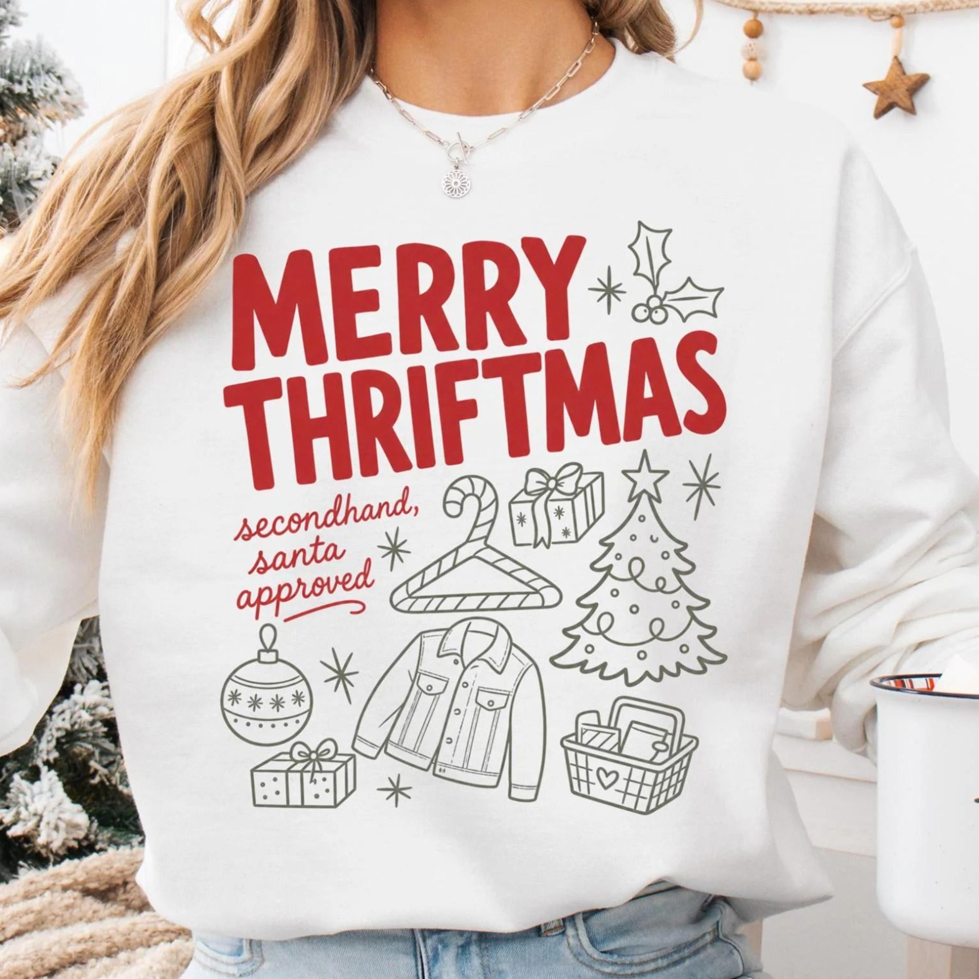 merry thriftmas sweatshirt, funny thrifting christmas sweater, thrift lover crewneck, vintage collector