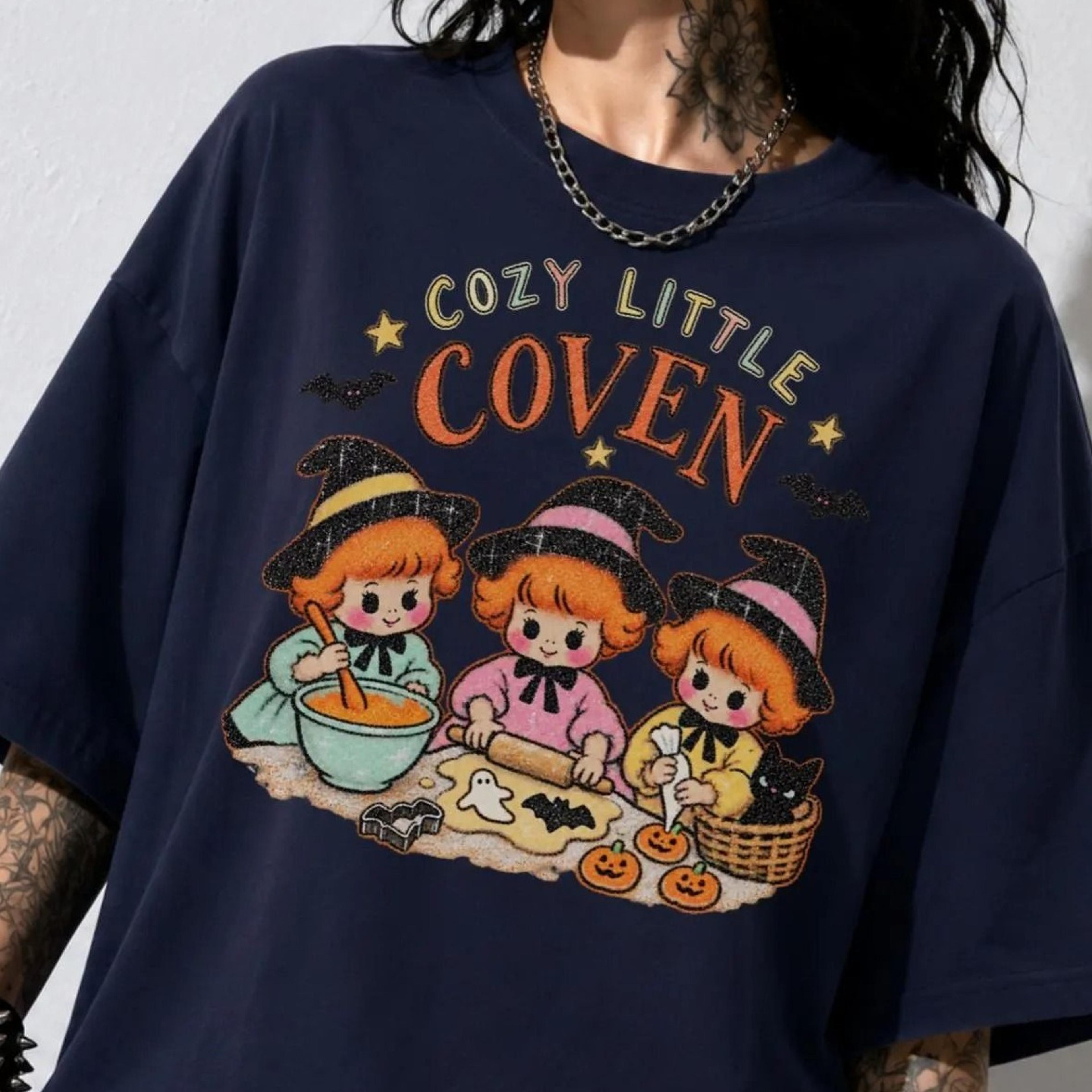 halloween witch t-shirt, cozy coven shirt, witchy halloween t-shirt, retro witch shirt, cute spooky season shirt