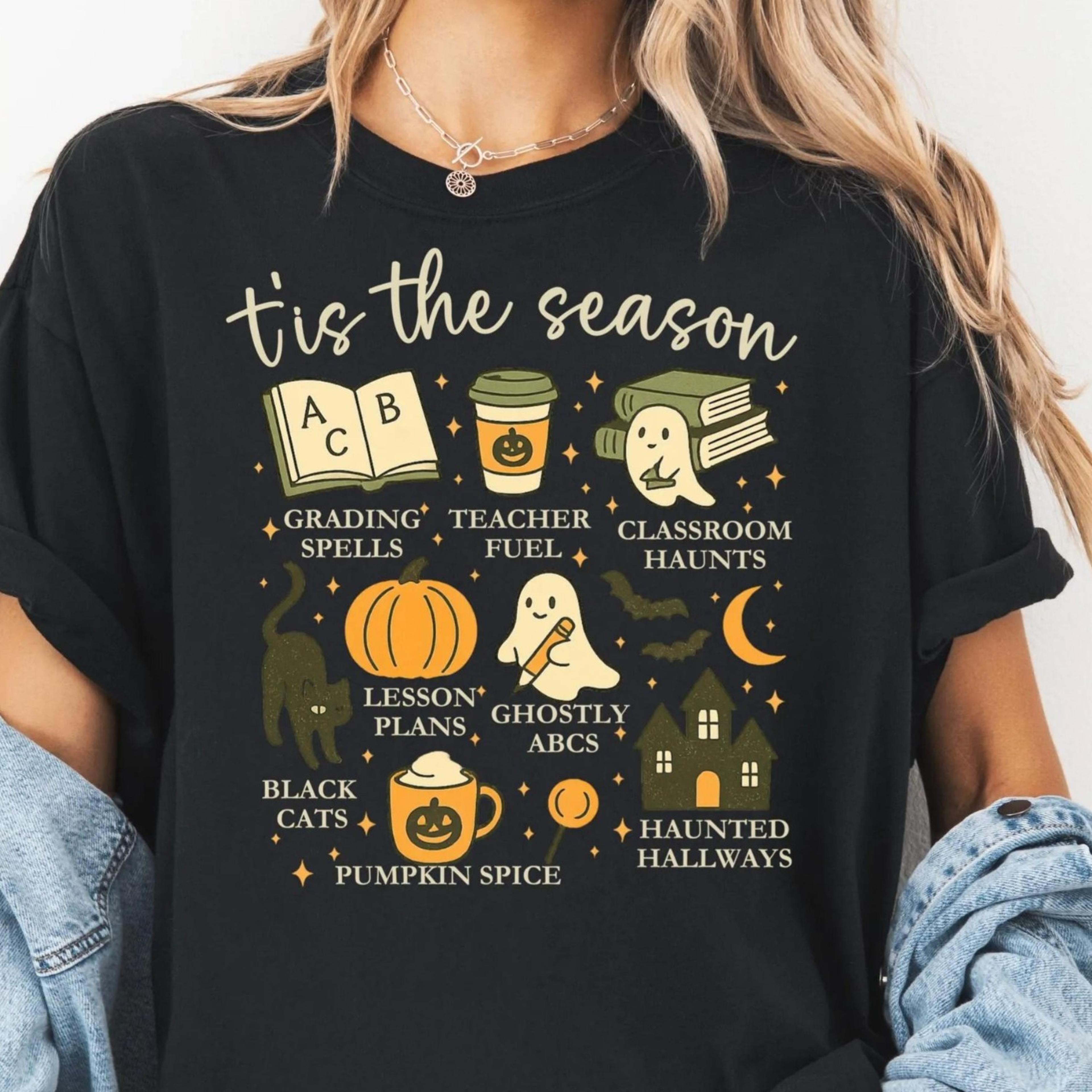 halloween teacher shirt, ghost classroom tee, spooky teacher shirt, cute fall teacher outfit, october