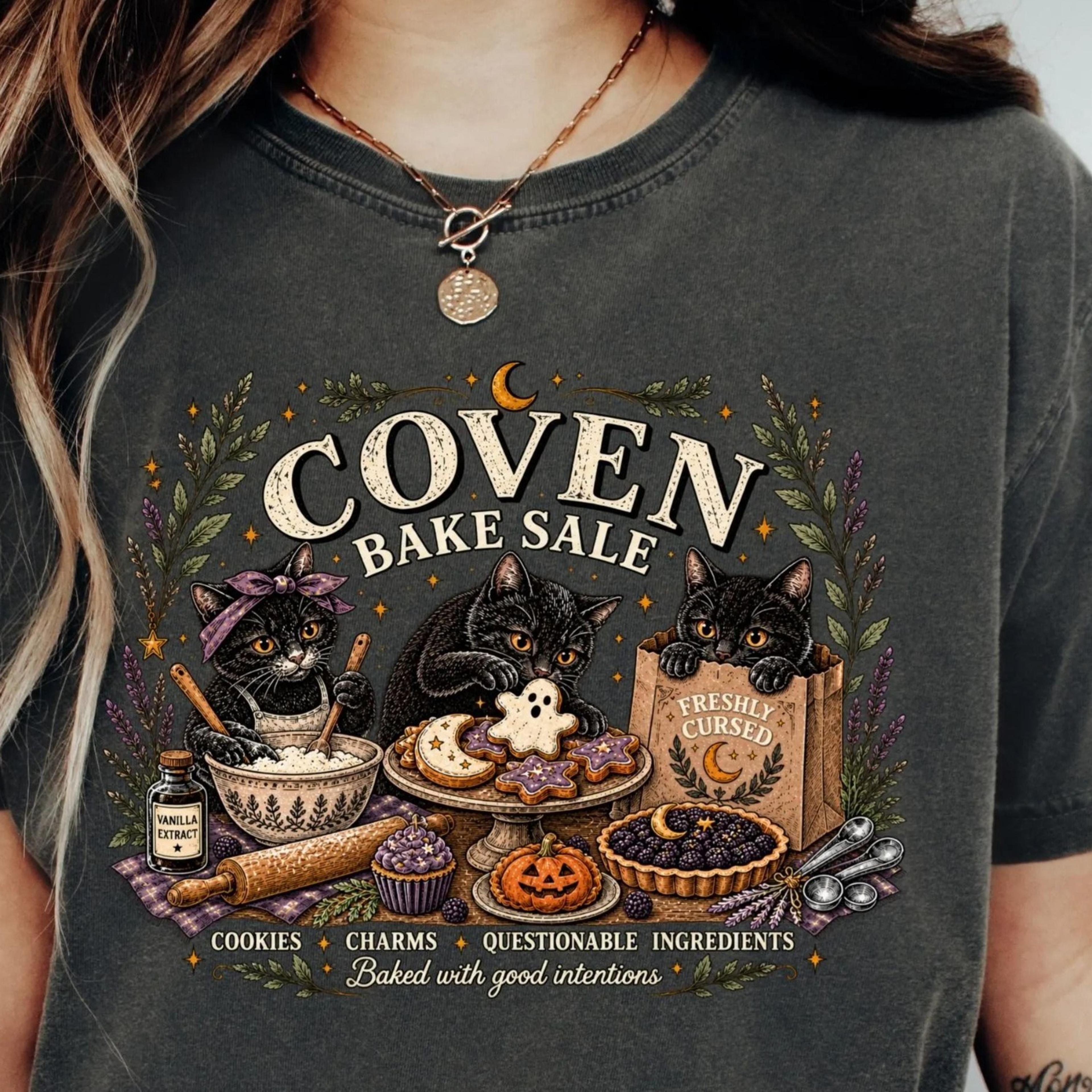 black cat halloween shirt , witchy baking tee, funny halloween cat gift, vintage witch kitchen shirt
