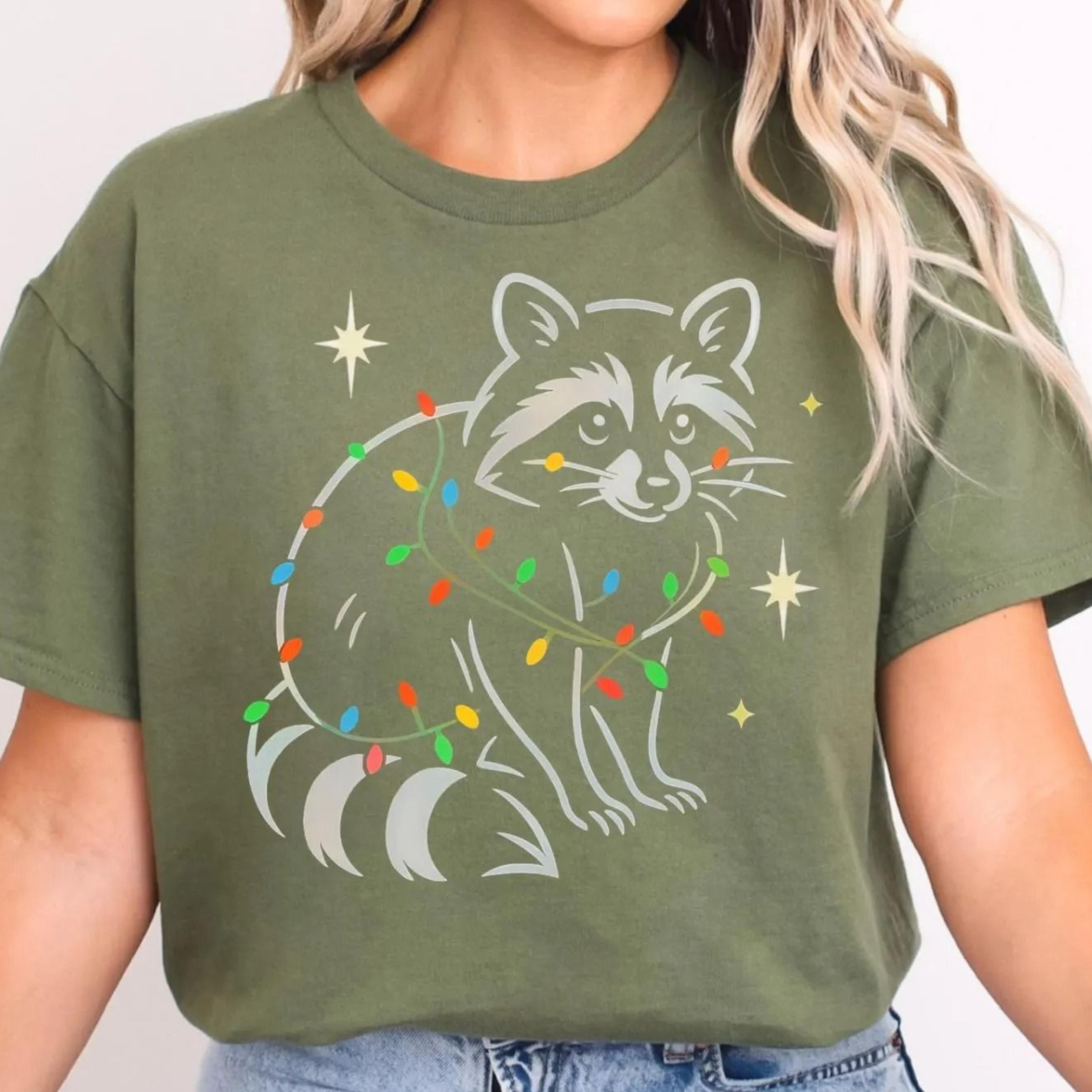 raccoon christmas sweatshirt, holiday raccoon pullover, funny raccoon crewneck, cute christmas animal sweater