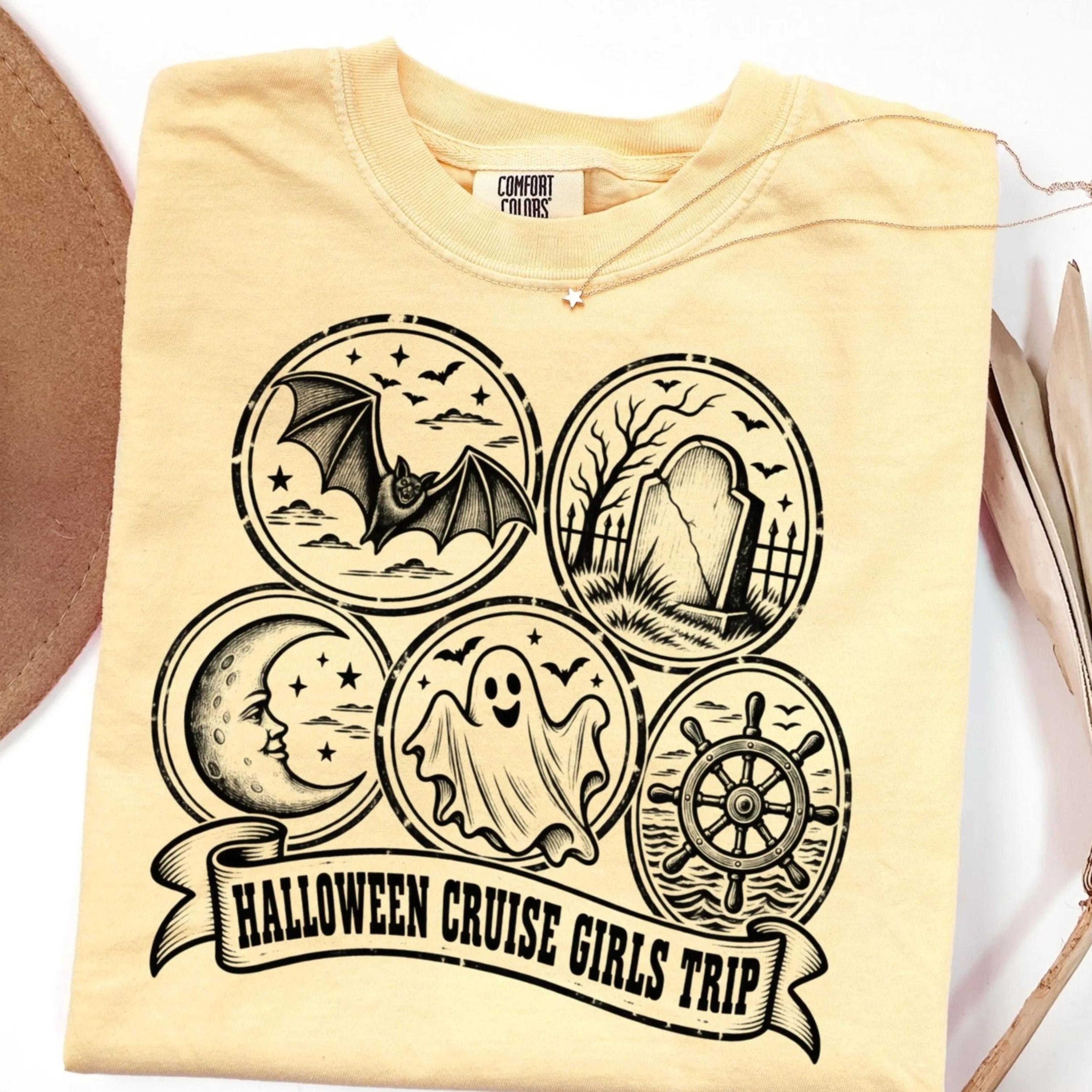 halloween cruise shirt, matching vacation tee, spooky squad gift, girls trip cruise tee, retro halloween