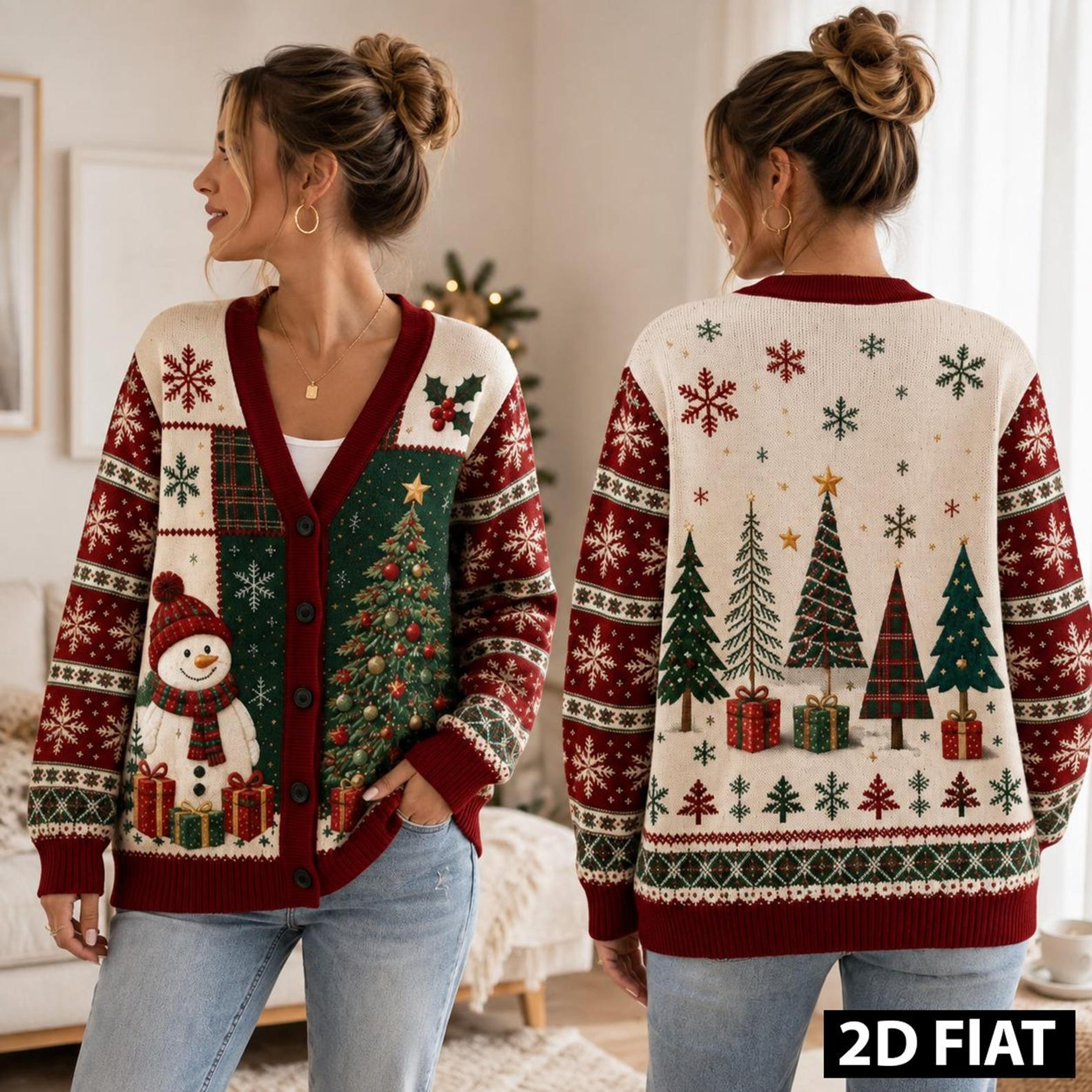 christmas snowman cardigan, christmas tree sweater, snowflake holiday cardigan, festive winter unisex adult sweater