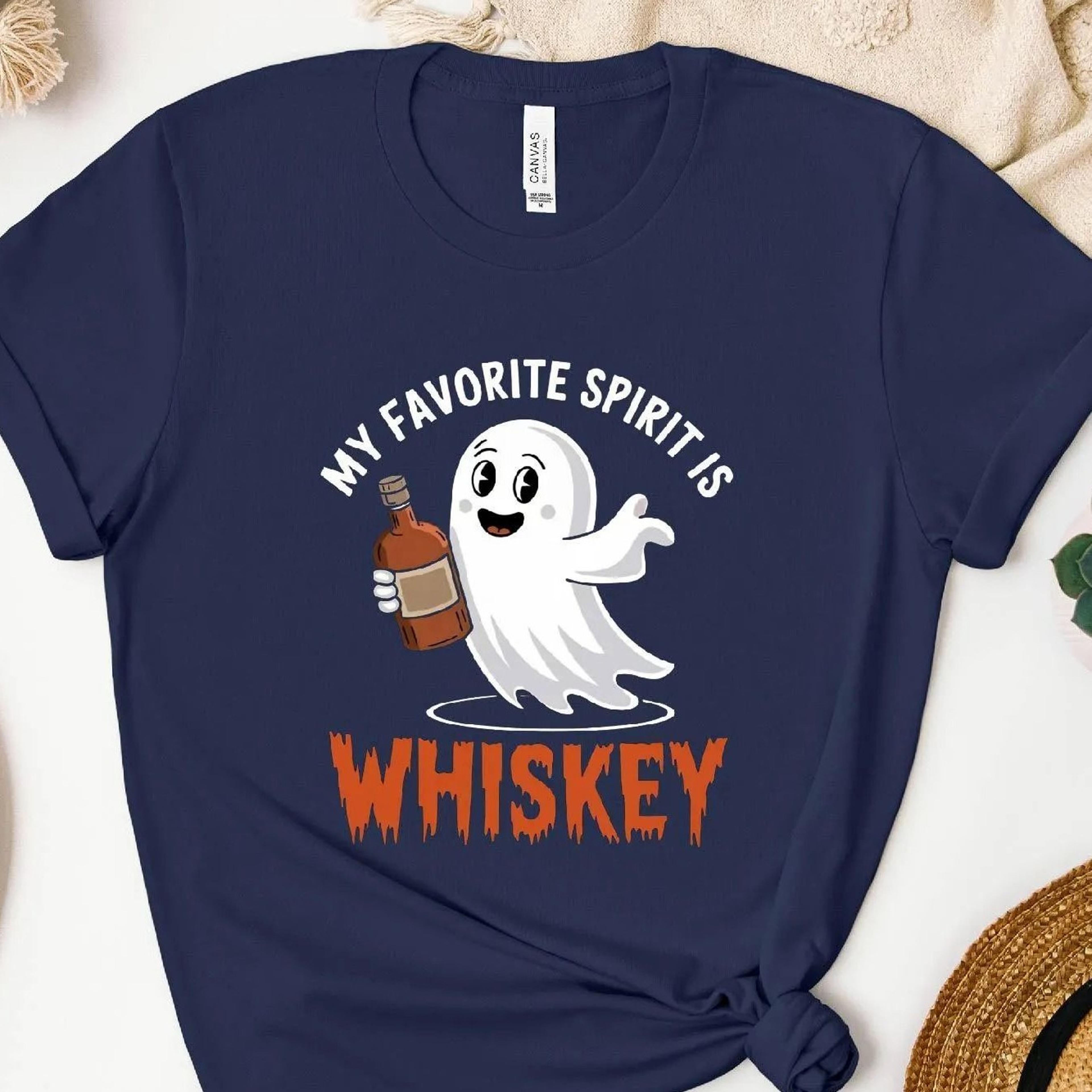 whiskey ghost halloween t shirt unisex drinking tee