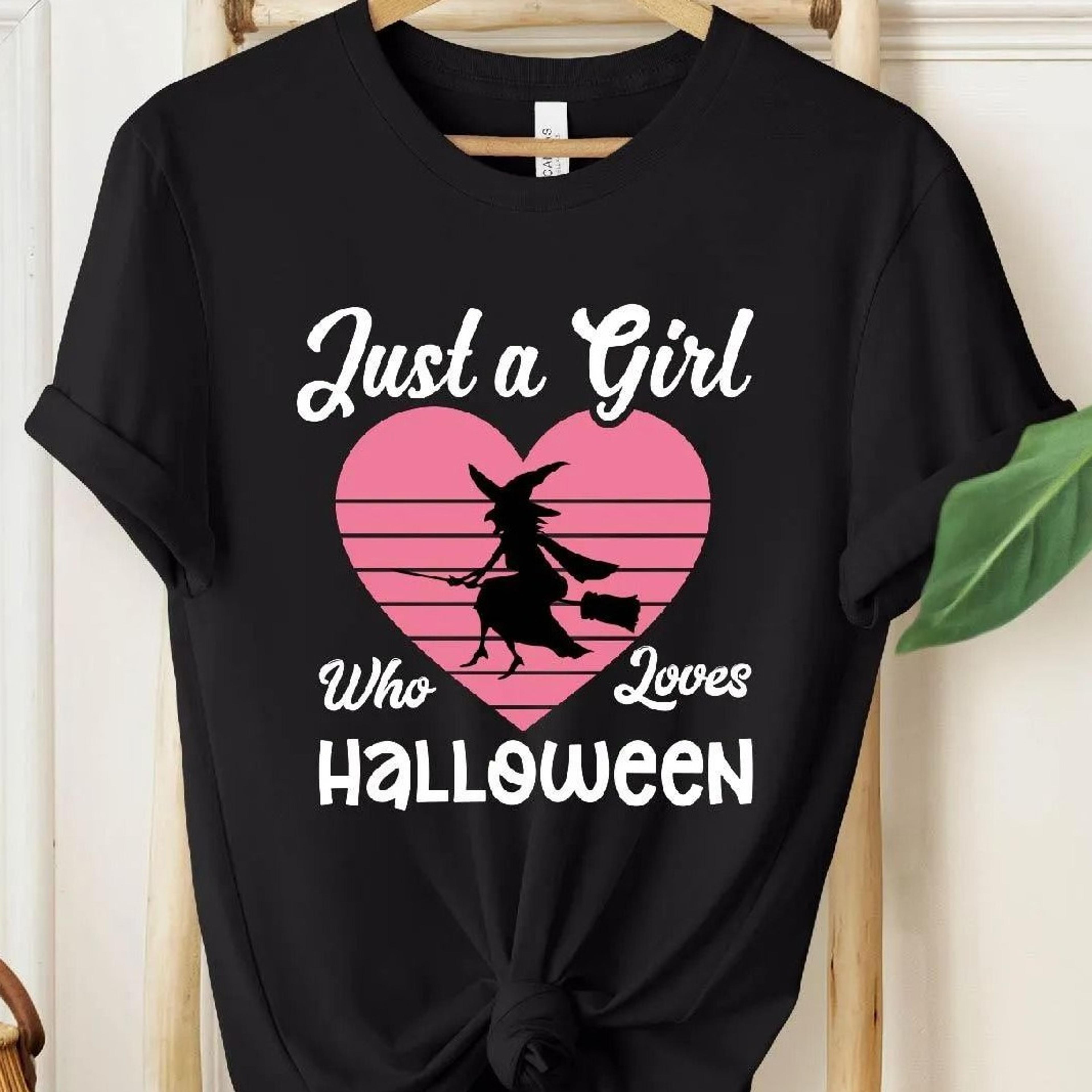 girl who loves halloween t-shirt witch party tee