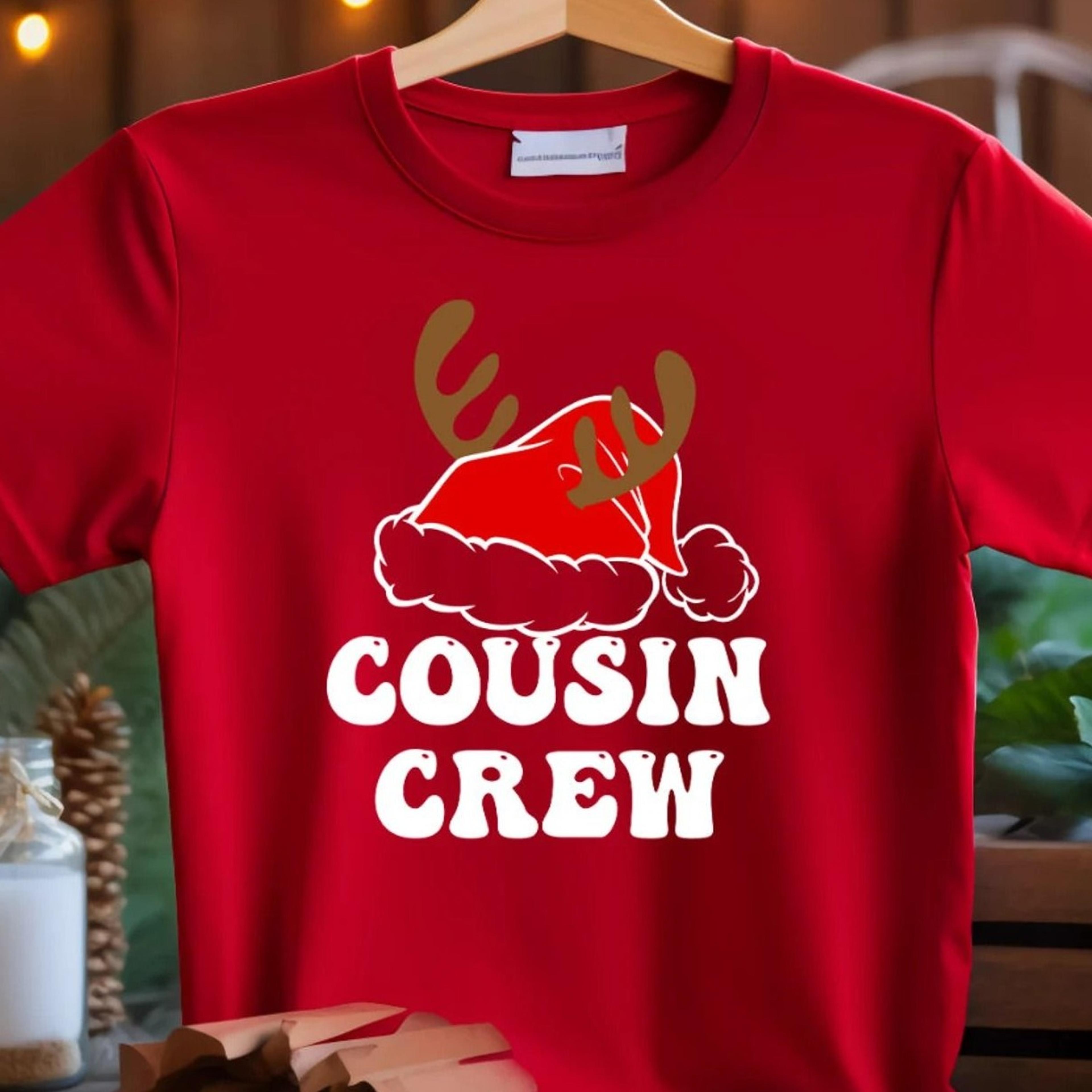 christmas cousin crew shirt family reunion santa hat matching tee