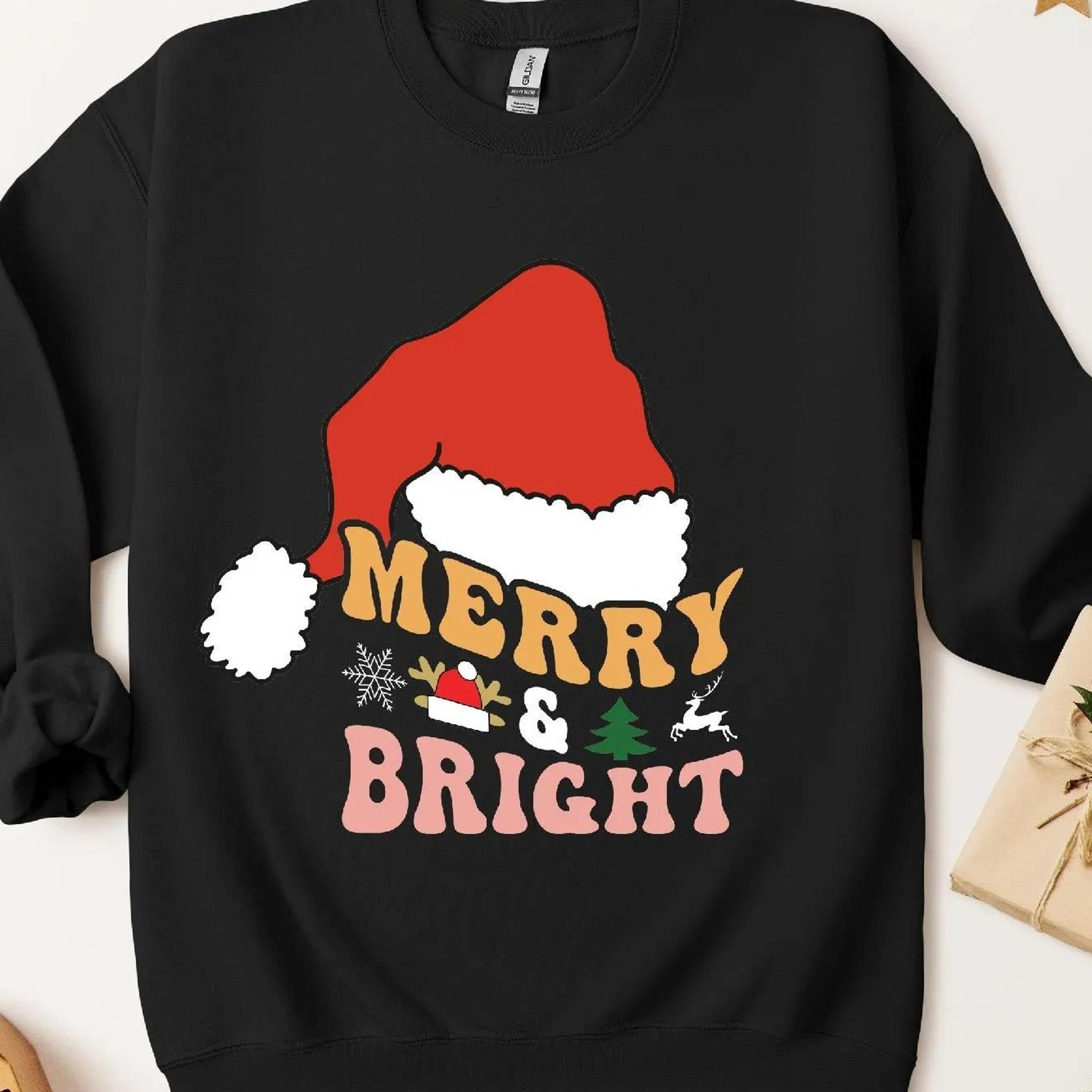merry and bright christmas sweatshir cozy holiday