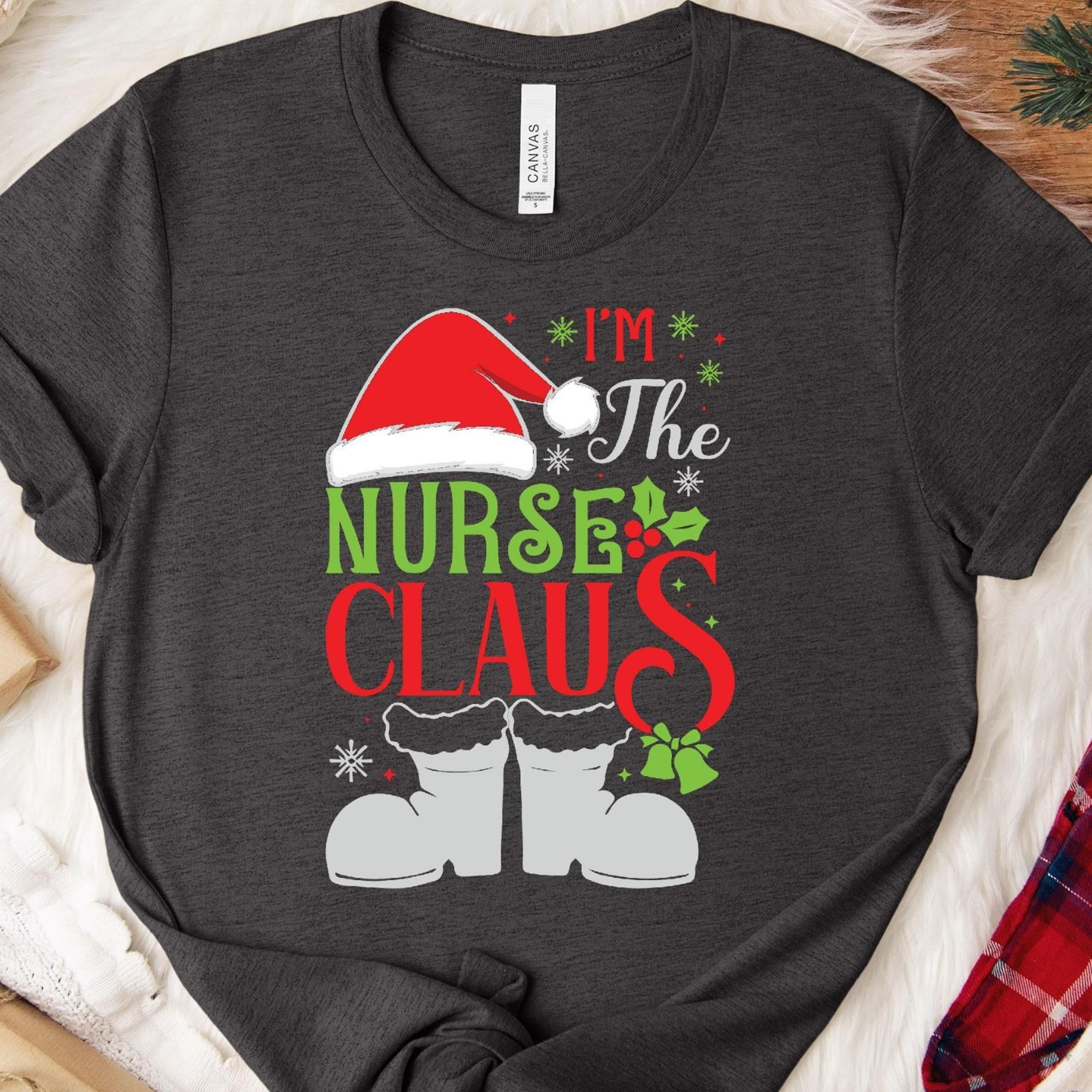 nurse claus christmas t shirt soft cotton holiday tee