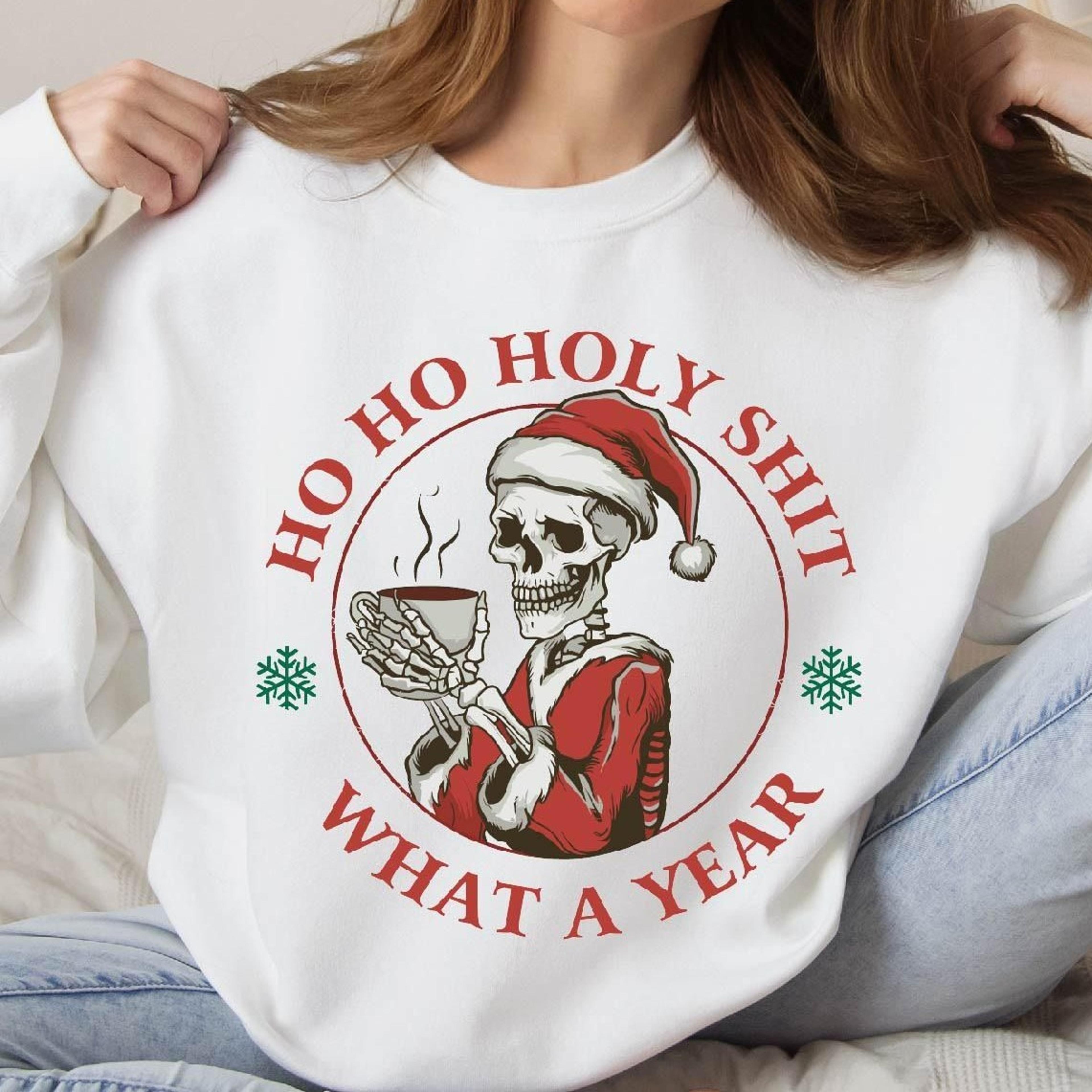 funny skeleton santa christmas sweatshirt holiday humor