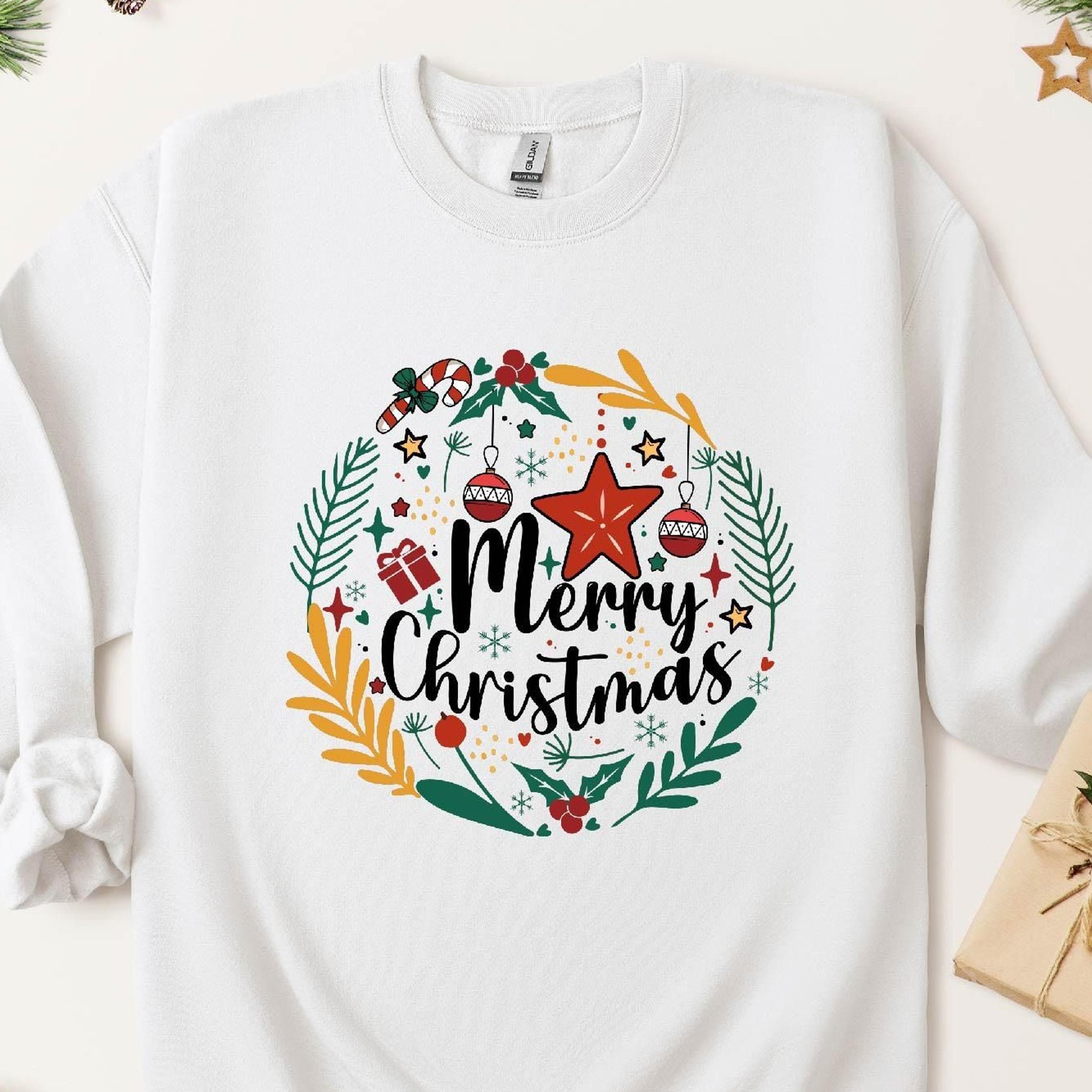 merry christmas wreath t shirt festive