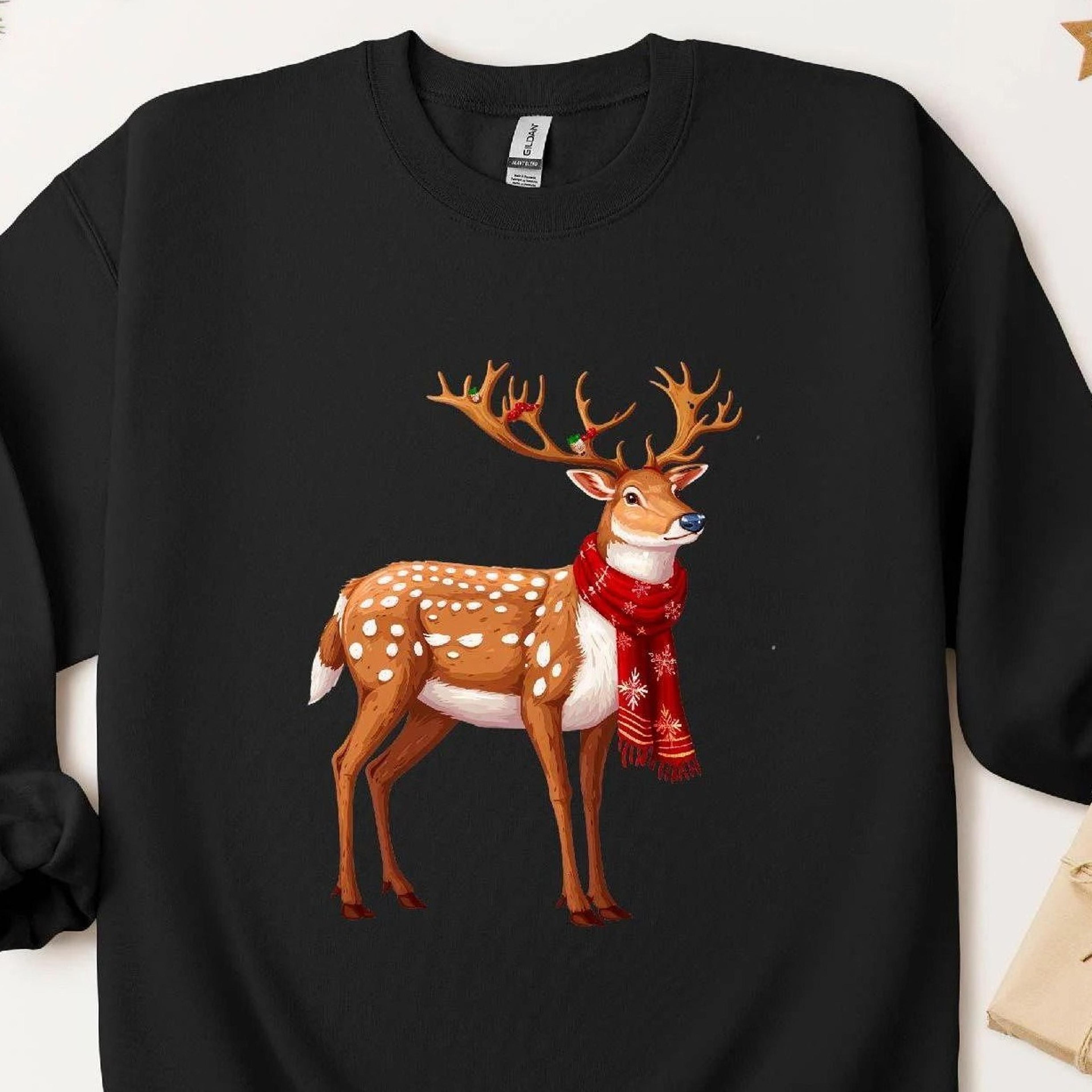 vintage reindeer sweatshirt folk art christmas