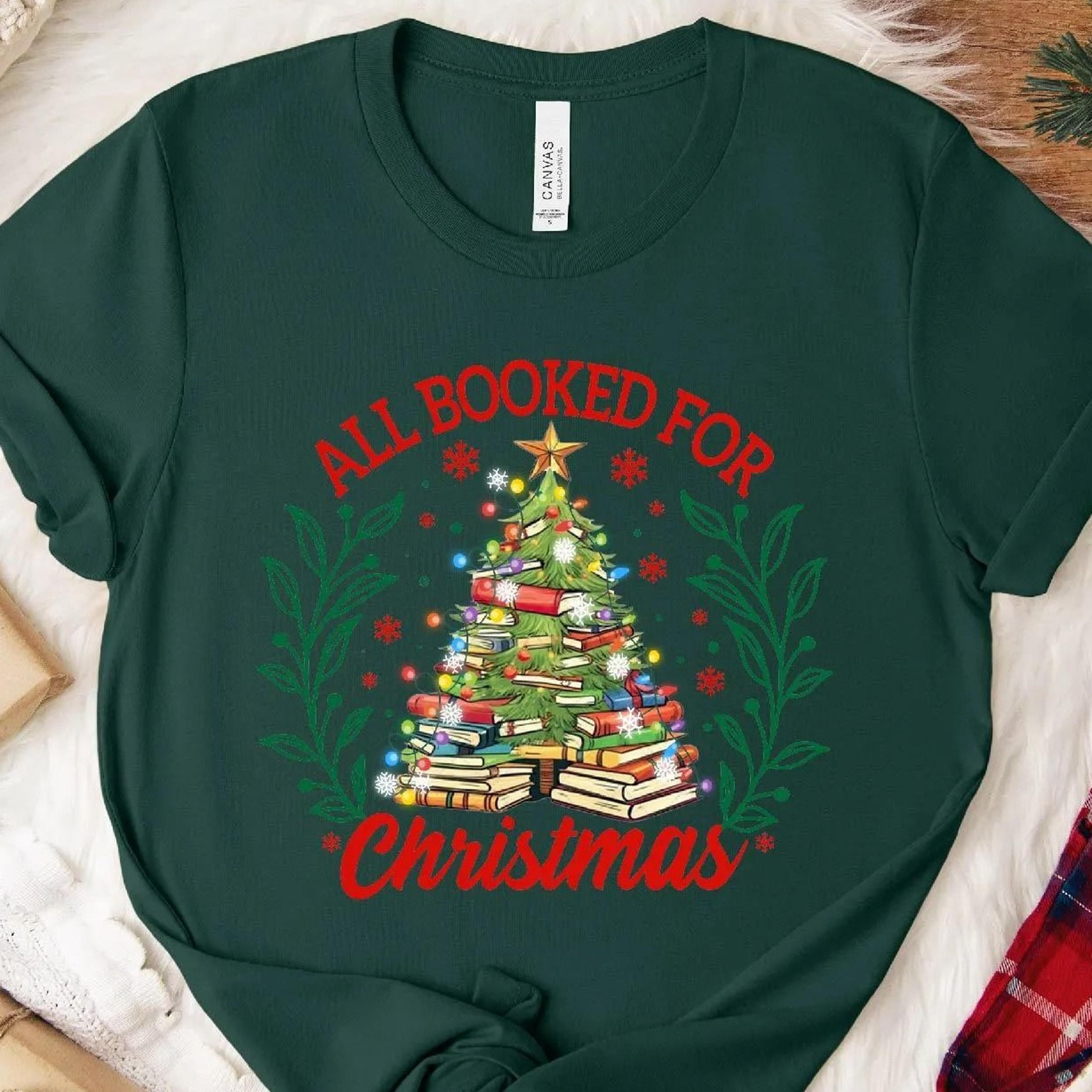 book christmas tree sweatshirt gift for book lover