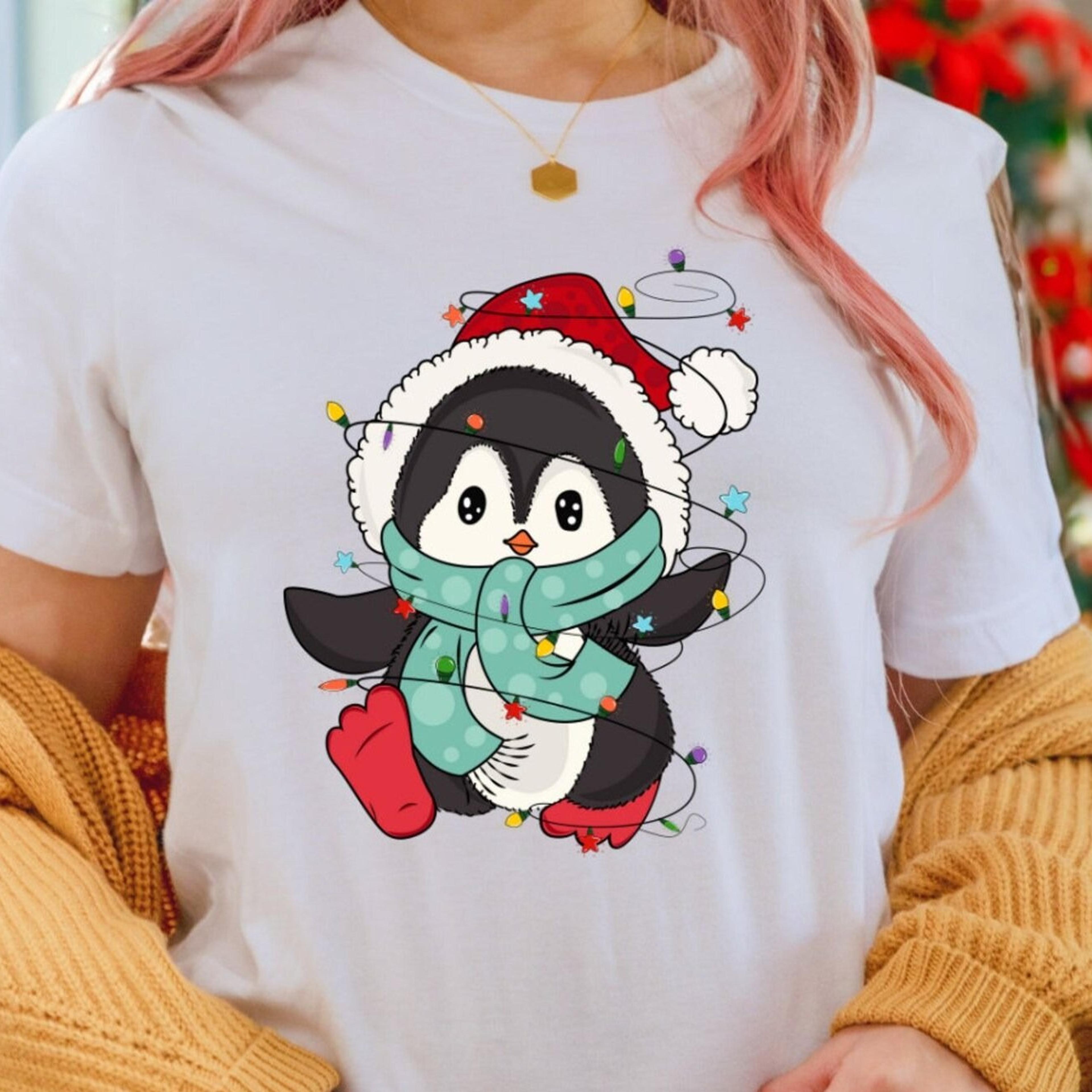 penguin christmas lights sweatshirt, cute animal