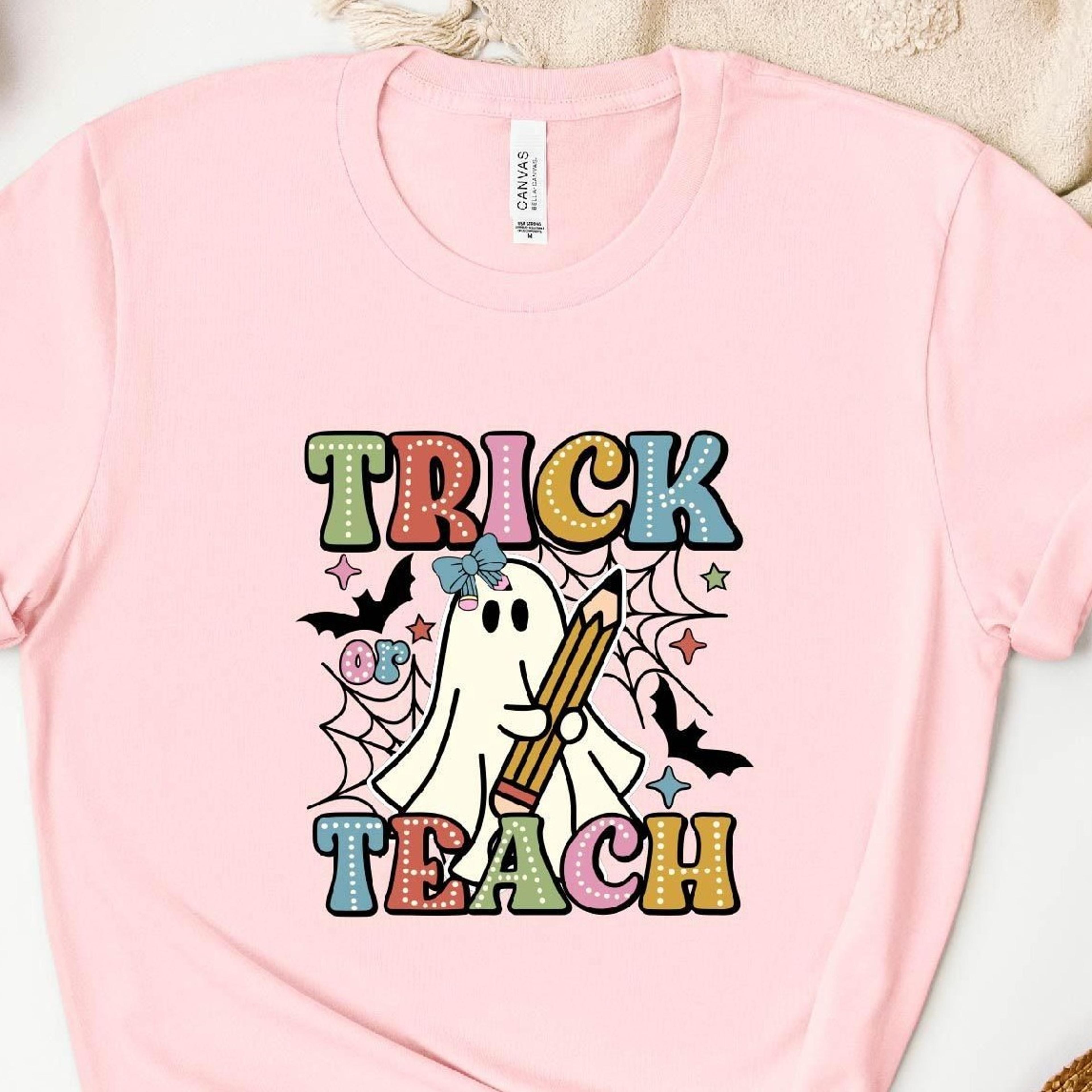 trick or teach halloween teacher t shirt spooky ghost
