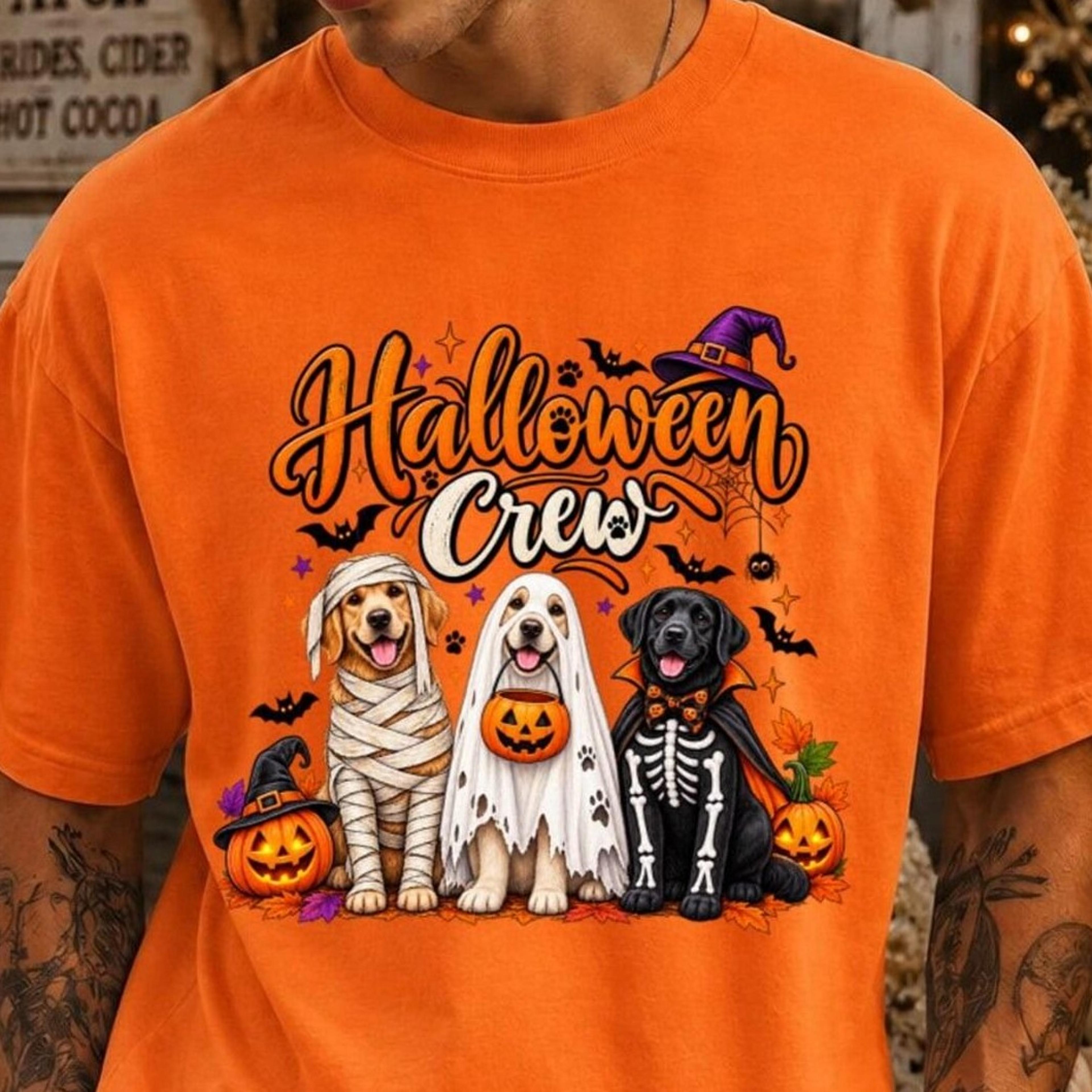 halloween crewt-shirt, dog lover fall graphic tee (unisex)