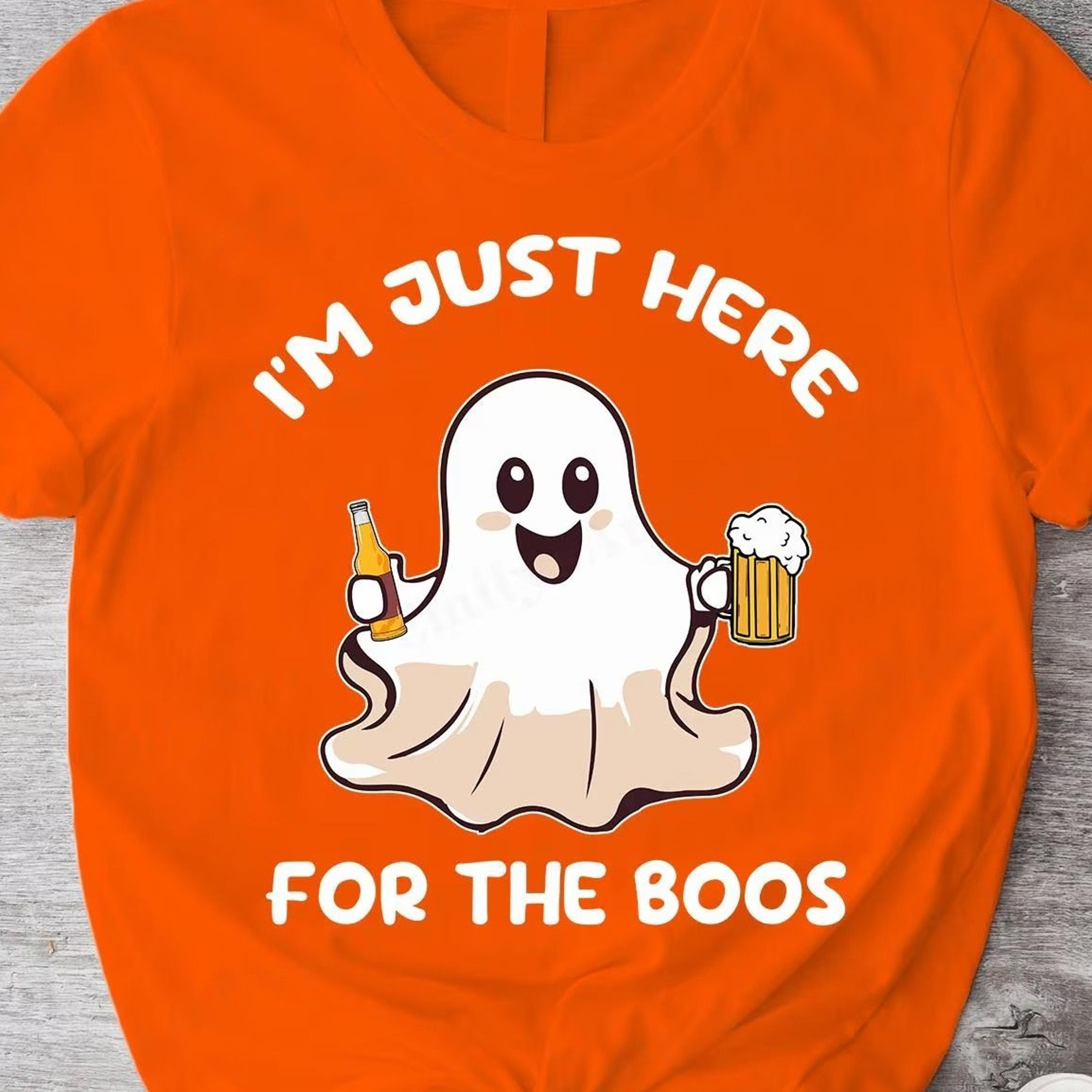 funny halloween t shirt i'm just here for the boo's - spooky season cotton tee