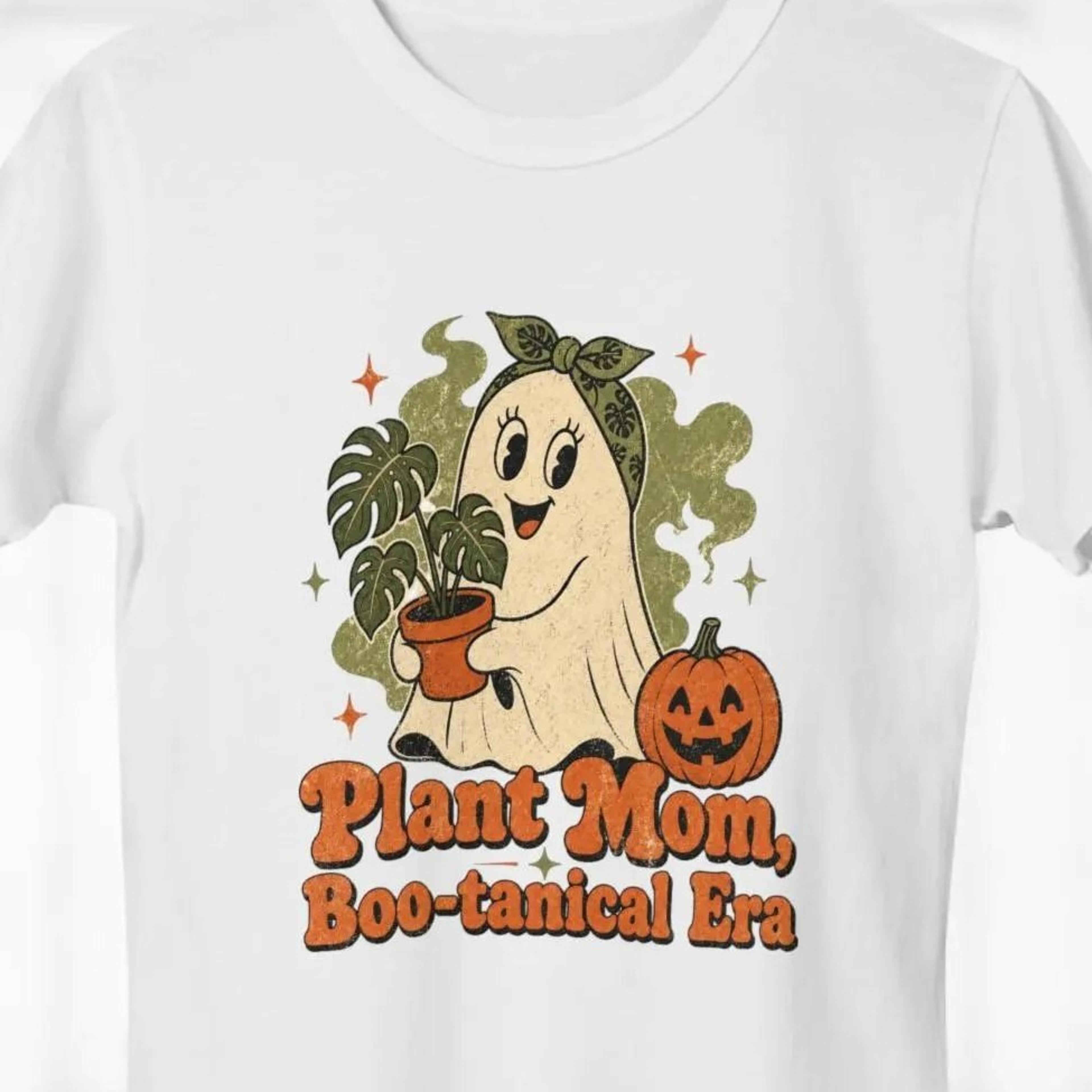 plant mom boo-tanical era shirt, funny halloween ghost plant lady tee, cute halloween plant lover gift, retro ghost