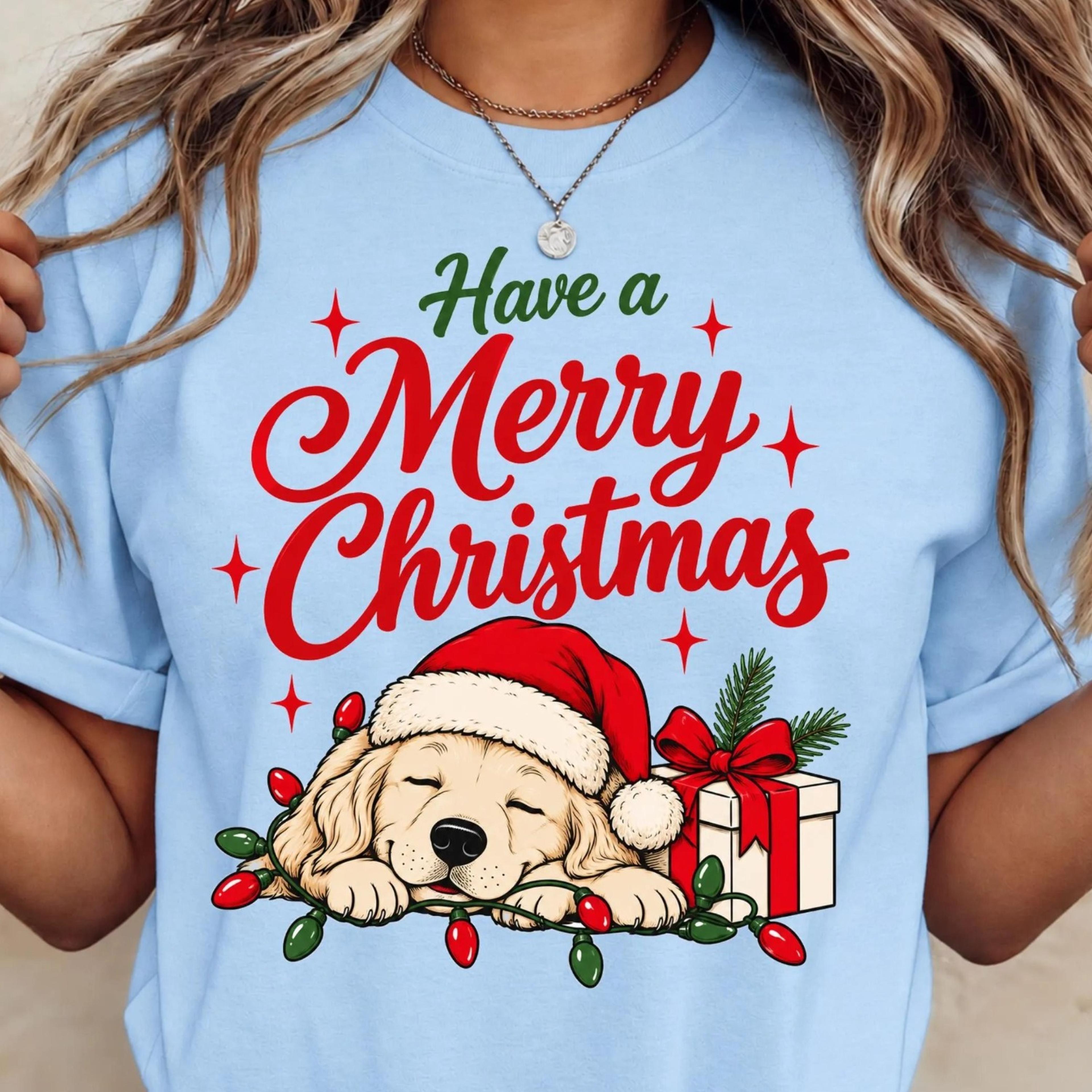 golden retriever christmas shirt, merry christmas dog lover tee, cute holiday t-shirt, golden retriever gift