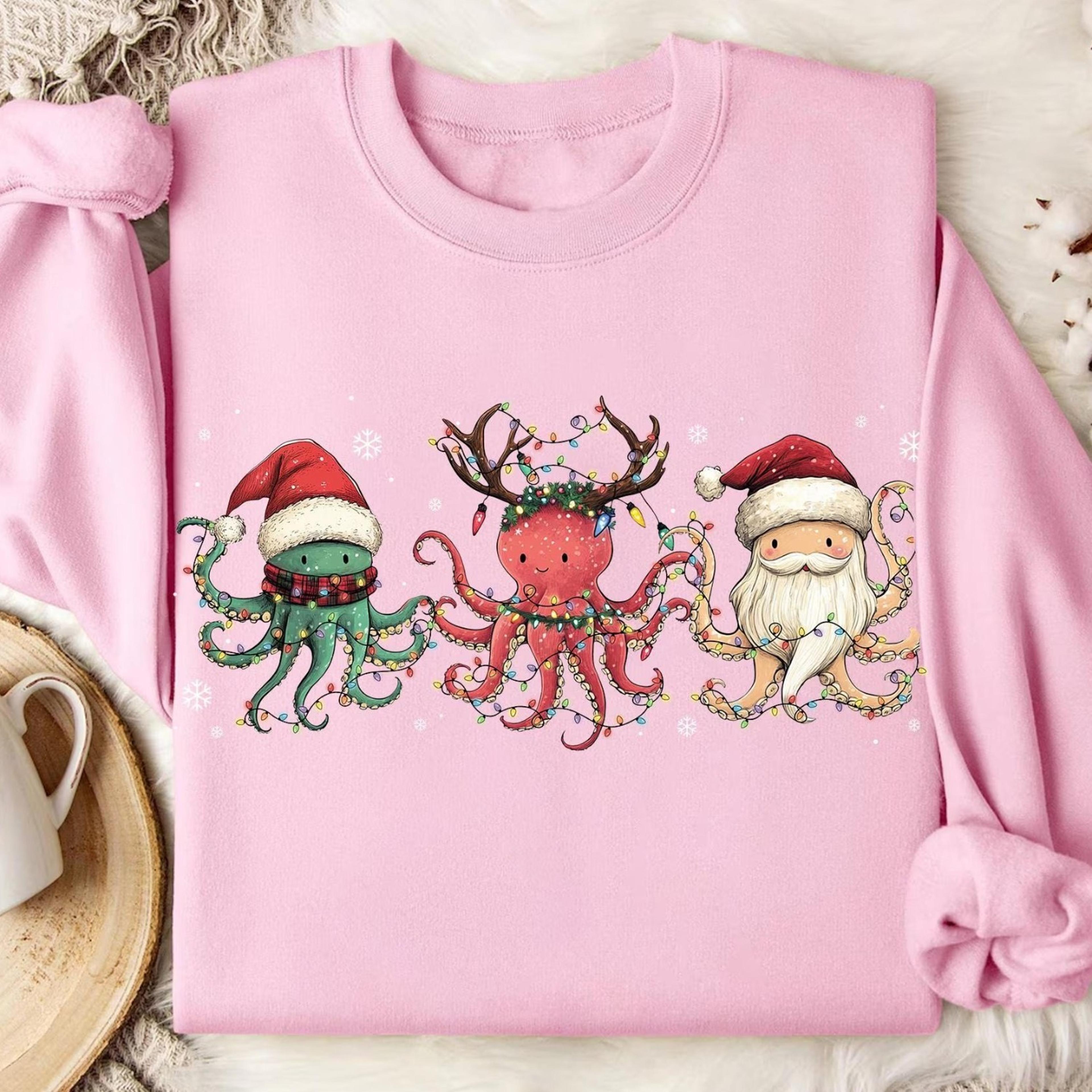octopus christmas shirt sea animal holiday