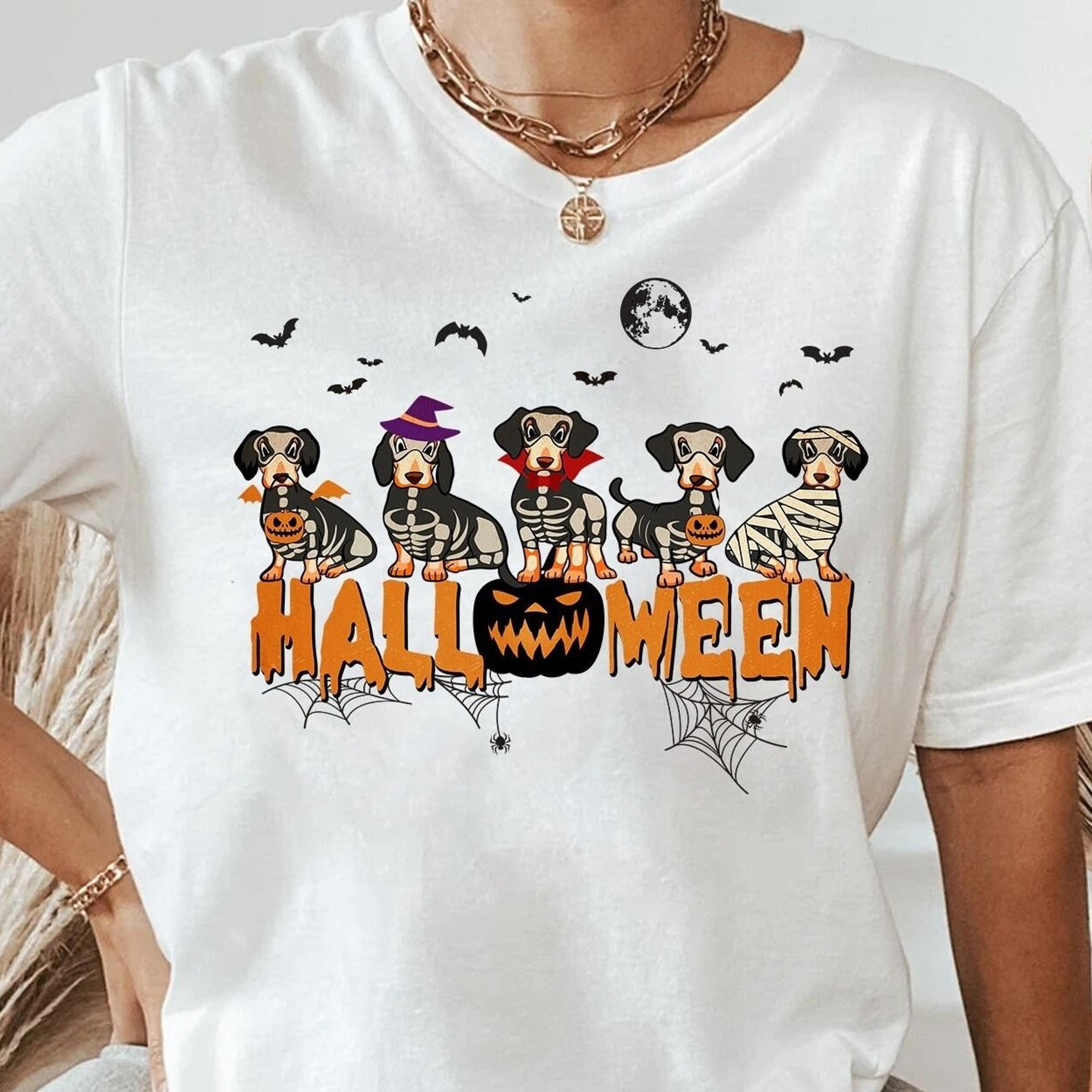 dachshund halloween shirt pumpkin fall dog lover tee cute wiener dog spooky season graphic t-shirt