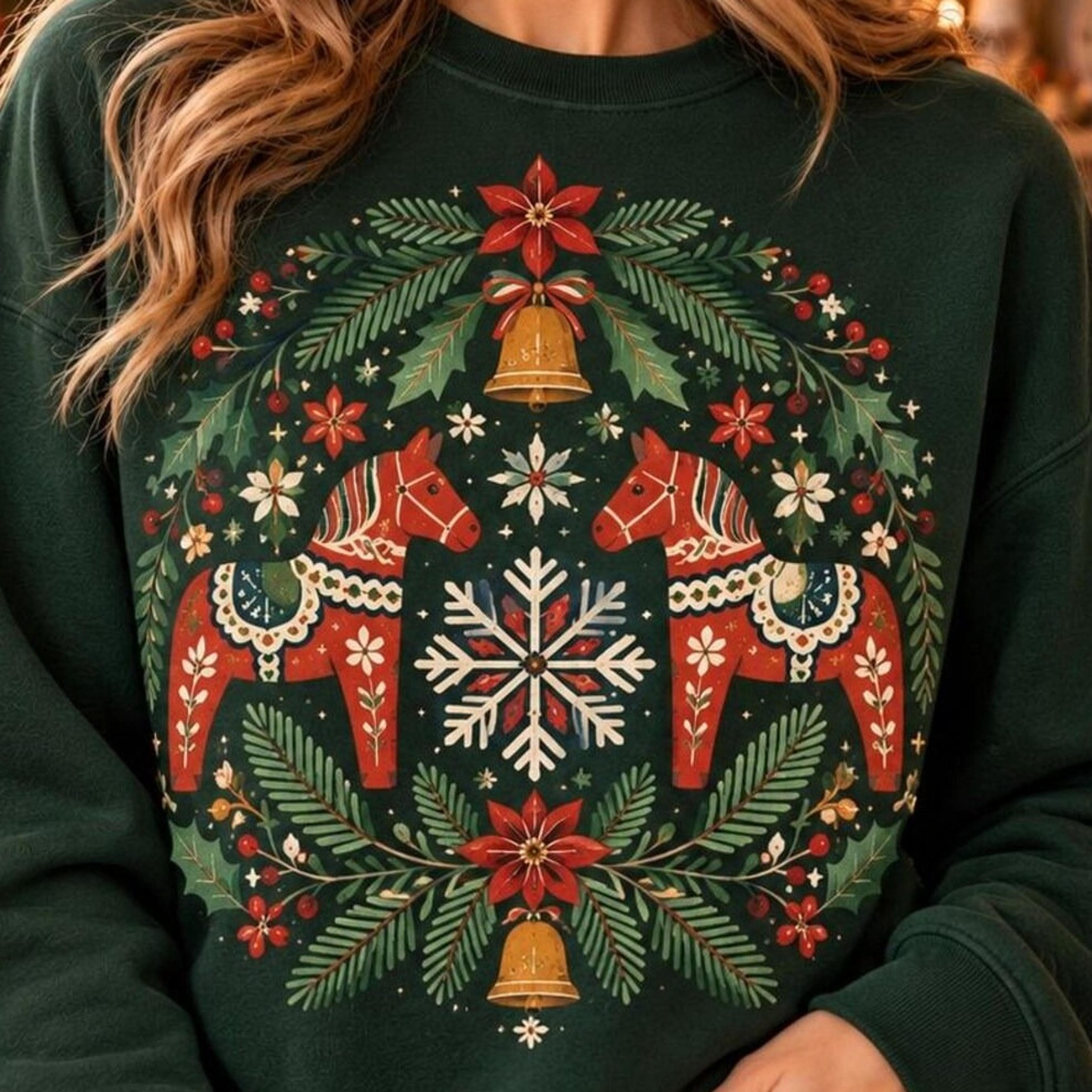 cozy folk-art christmas sweater apparel, , sweatshirt , t-shirt, adult & kids