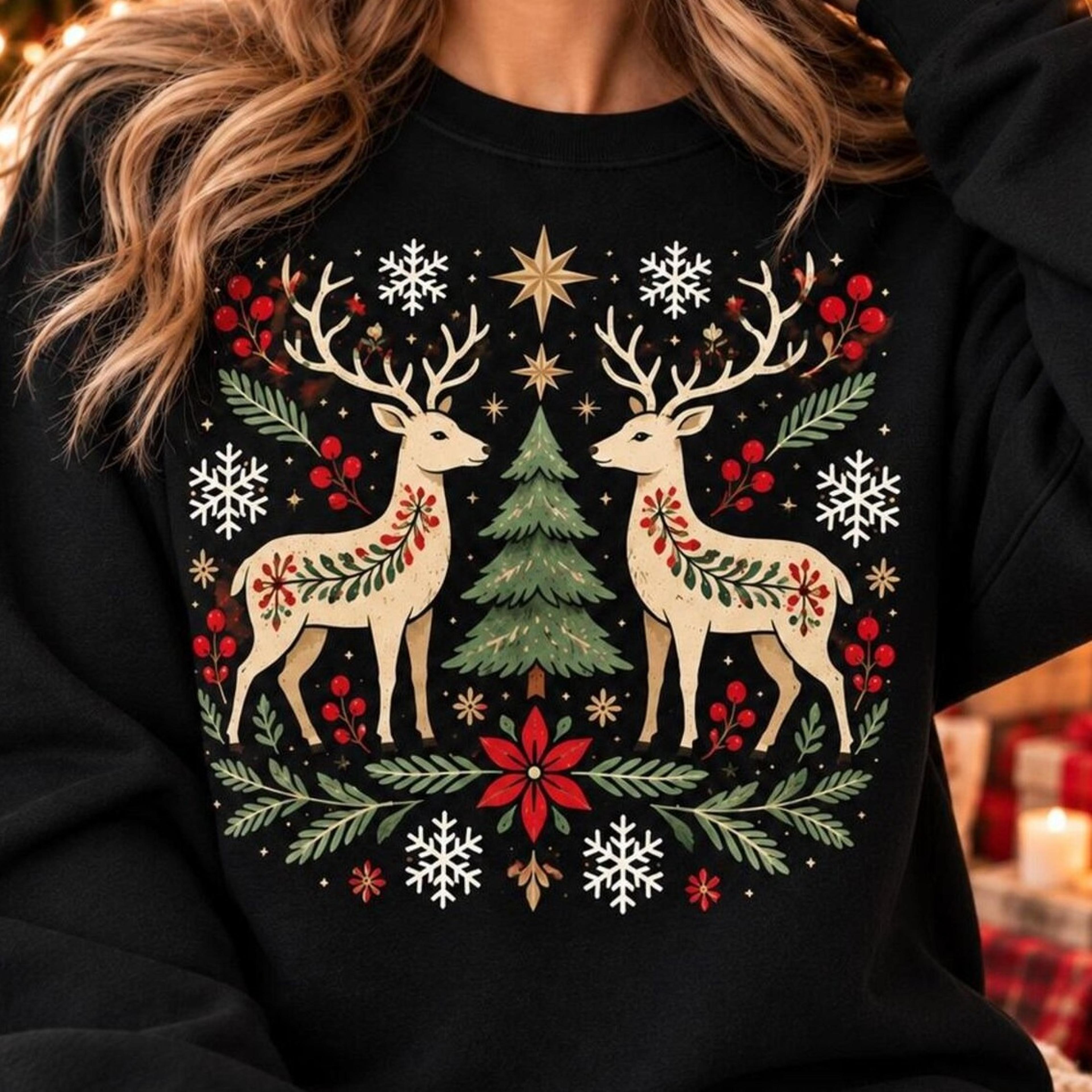 cozy reindeer christmas apparel, , sweatshirt and t-shirt, adult & kids