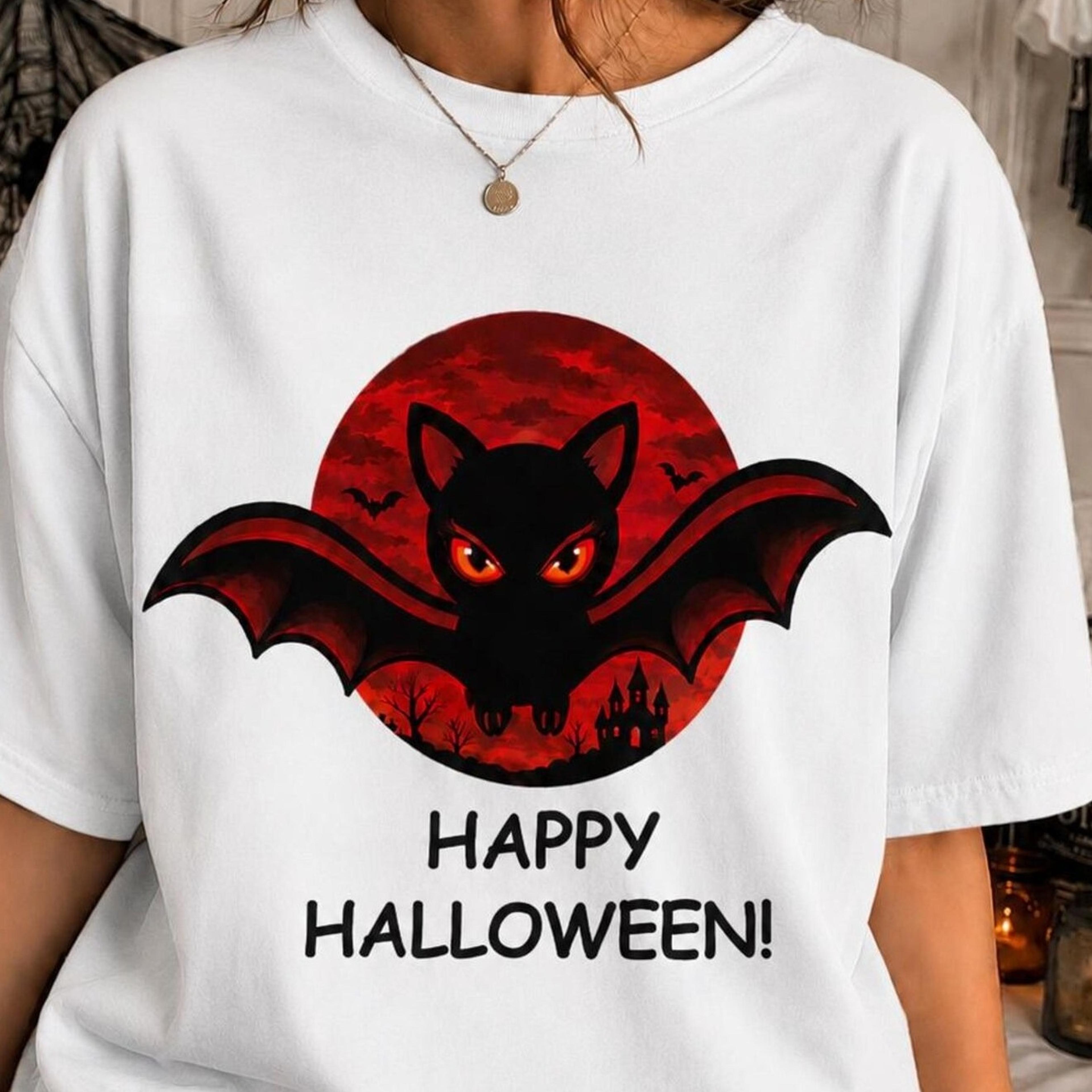 happy halloween bat cat shirt | spooky black cat graphic tee